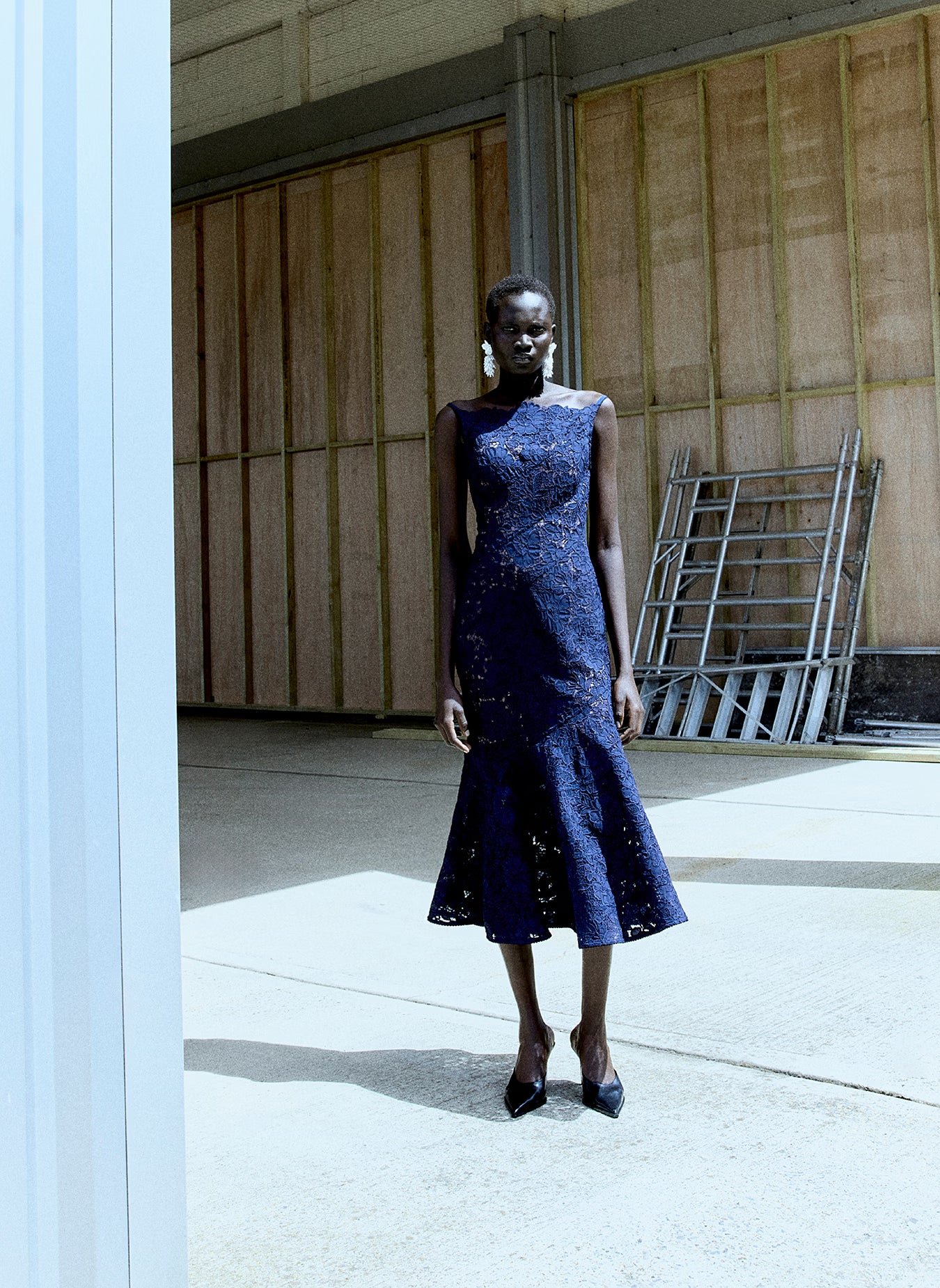 Self Portrait Dresses Navy Spiral Spitze Midikleid Navy