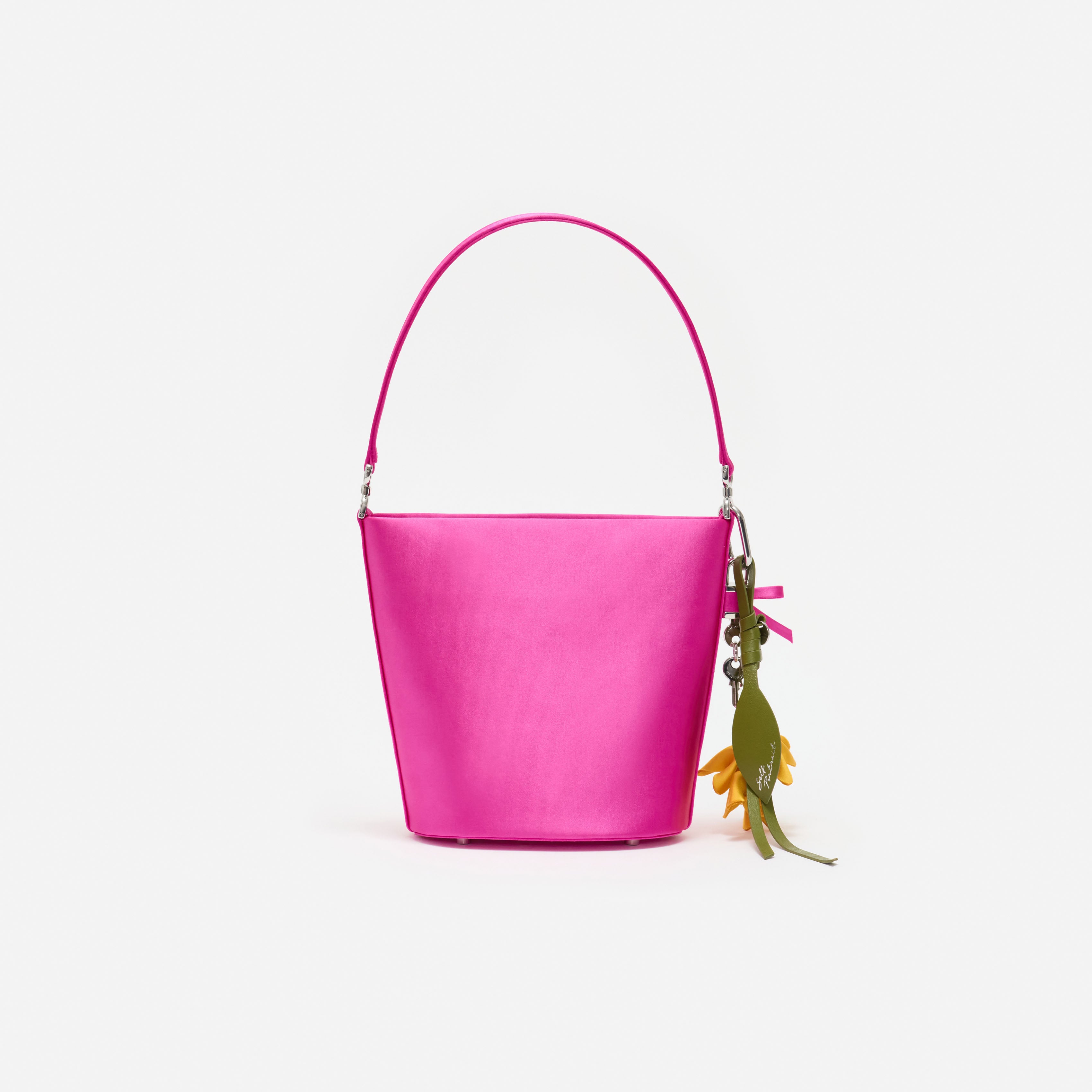 Self Portrait Pink Satin Bucket Bag Pink Schultertasche