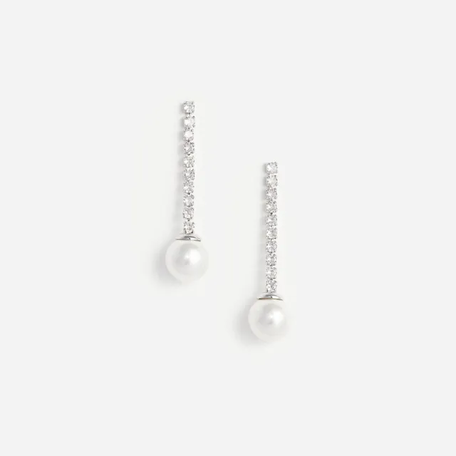 Self Portrait Crystal Pearl Droplet Ohrringe Creme