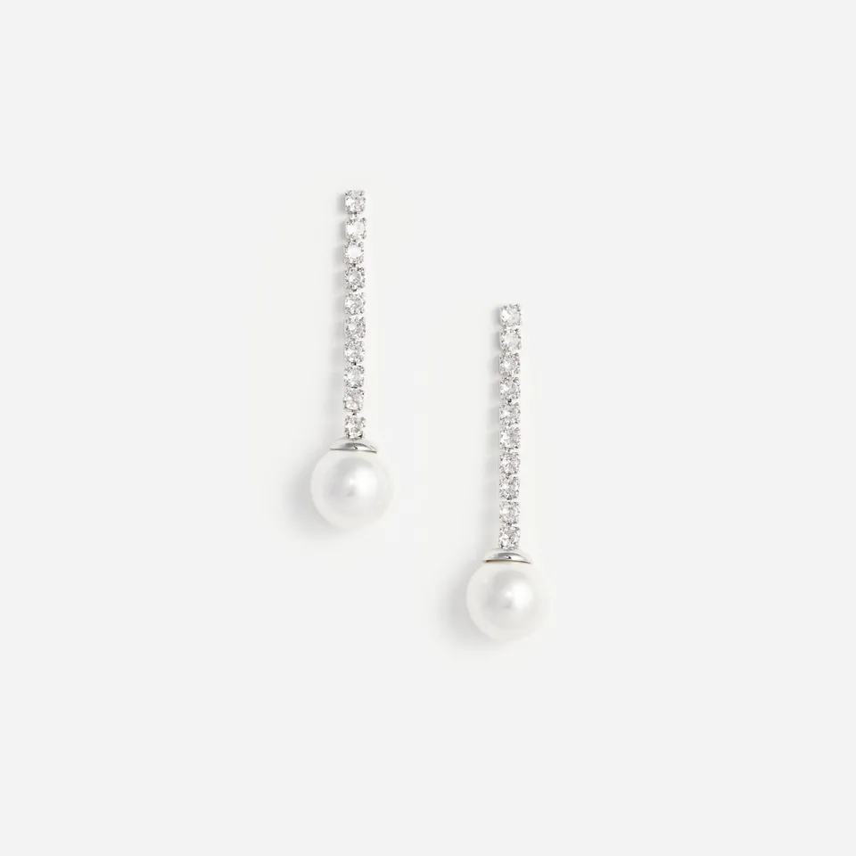 Self Portrait Crystal Pearl Droplet Ohrringe Creme