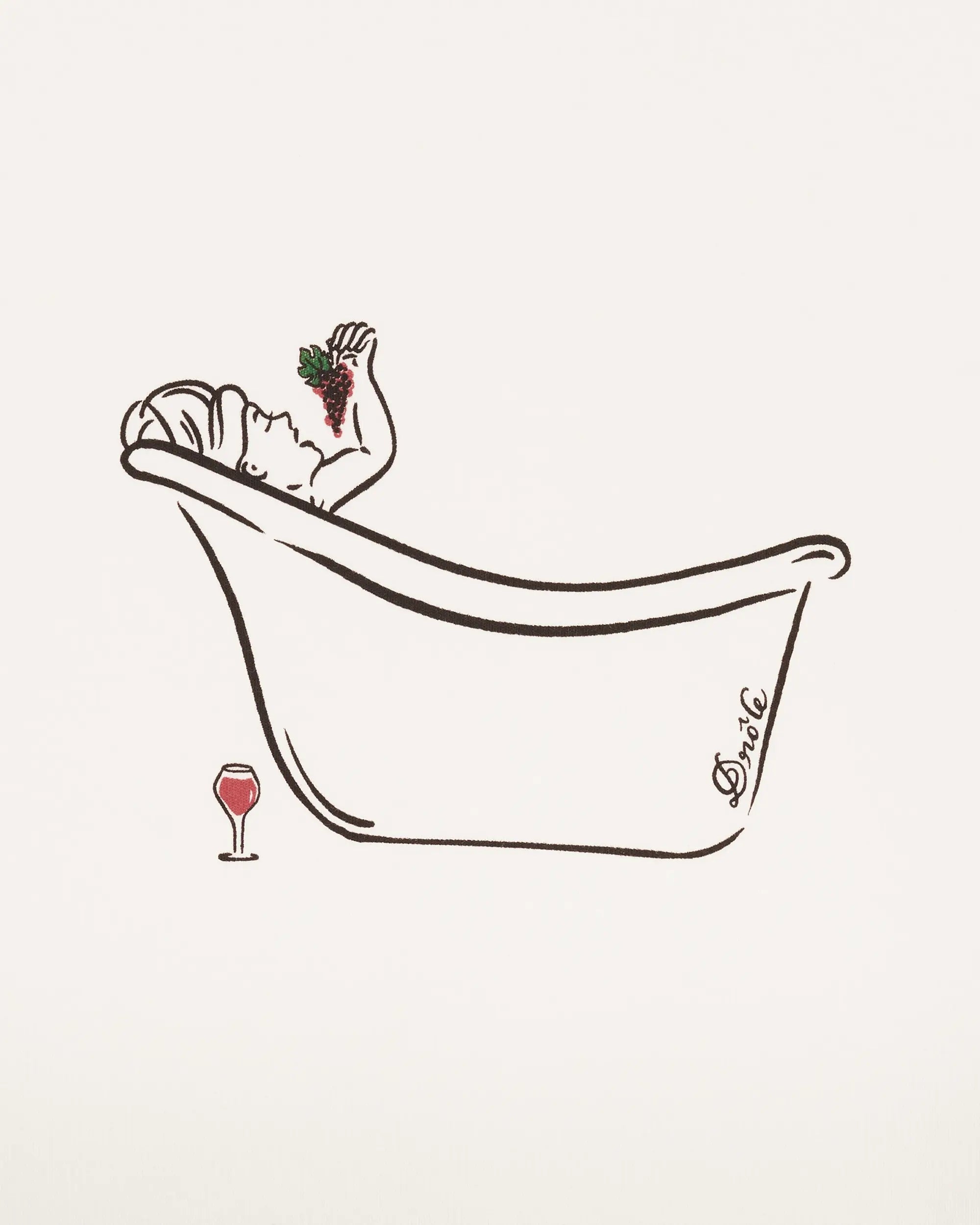 Drôle De Monsieur Wine Bath T-Shirt Off-White Baumwolle