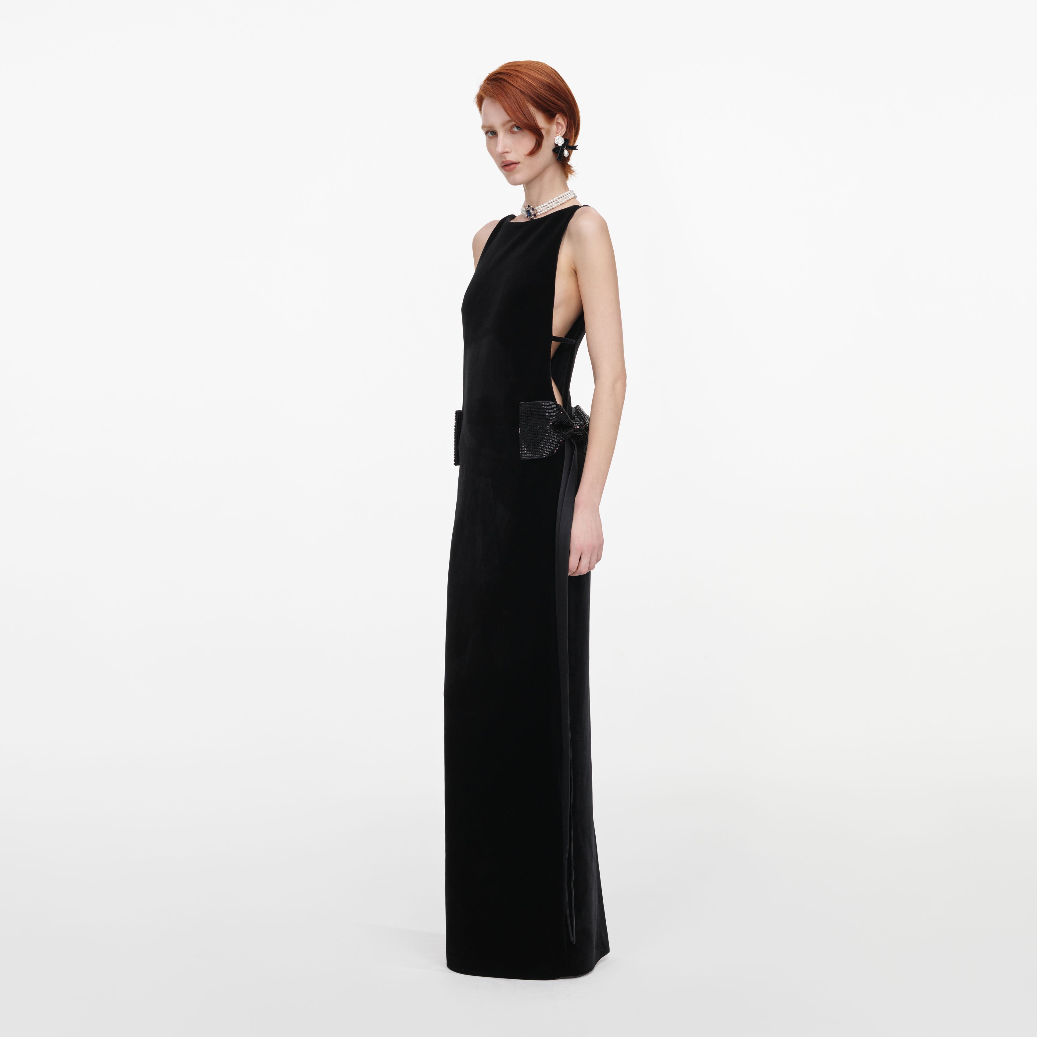 Self Portrait Black Velvet Maxikleid Schwarz Samt