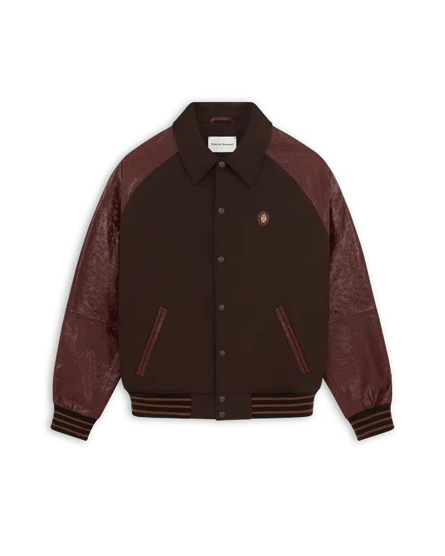Drôle de Monsieur Teddy Lederjacke Dunkelbraun Wolle
