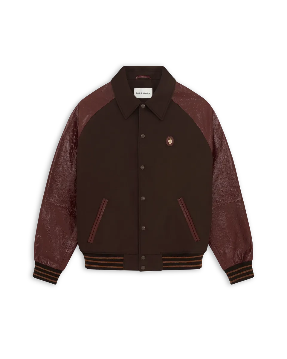 Drôle de Monsieur Teddy Lederjacke Dunkelbraun Wolle