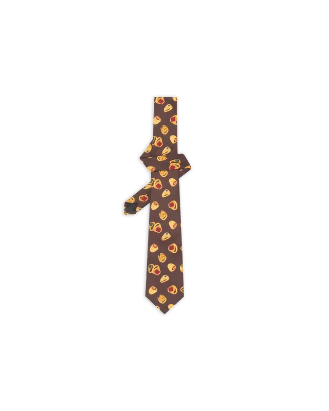 Drôle De Monsieur Rings Print Seidenkrawatte Braun OS Seide