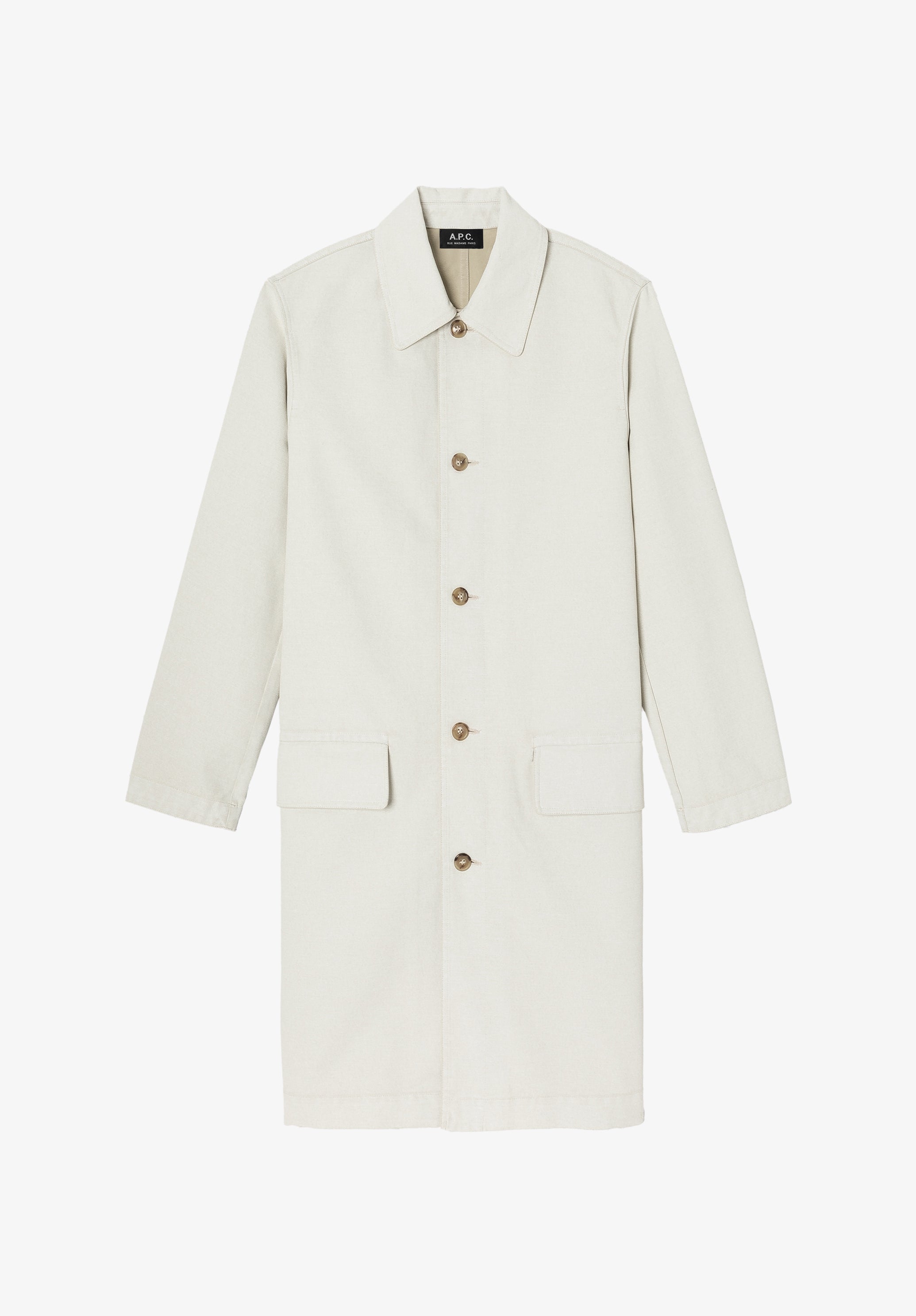 A.P.C. Mantel Unisex beschichtet weiß Hornknöpfe
