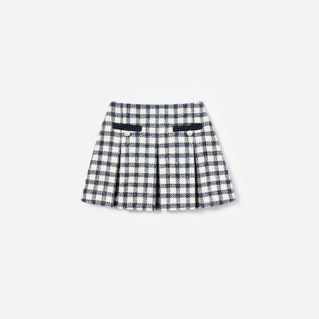 Self Portrait Navy Check Boucle Rock Kariert Blau Kinder