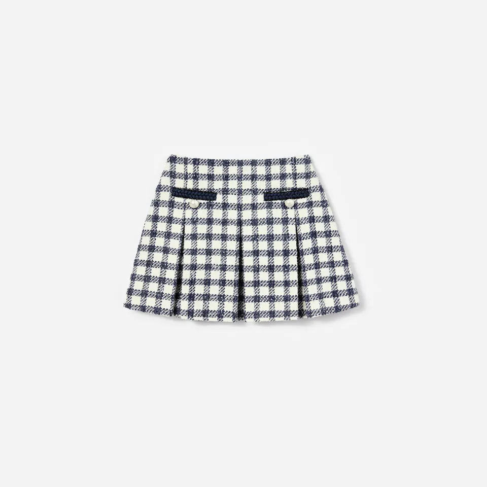 Self Portrait Navy Check Boucle Rock Kariert Blau Kinder