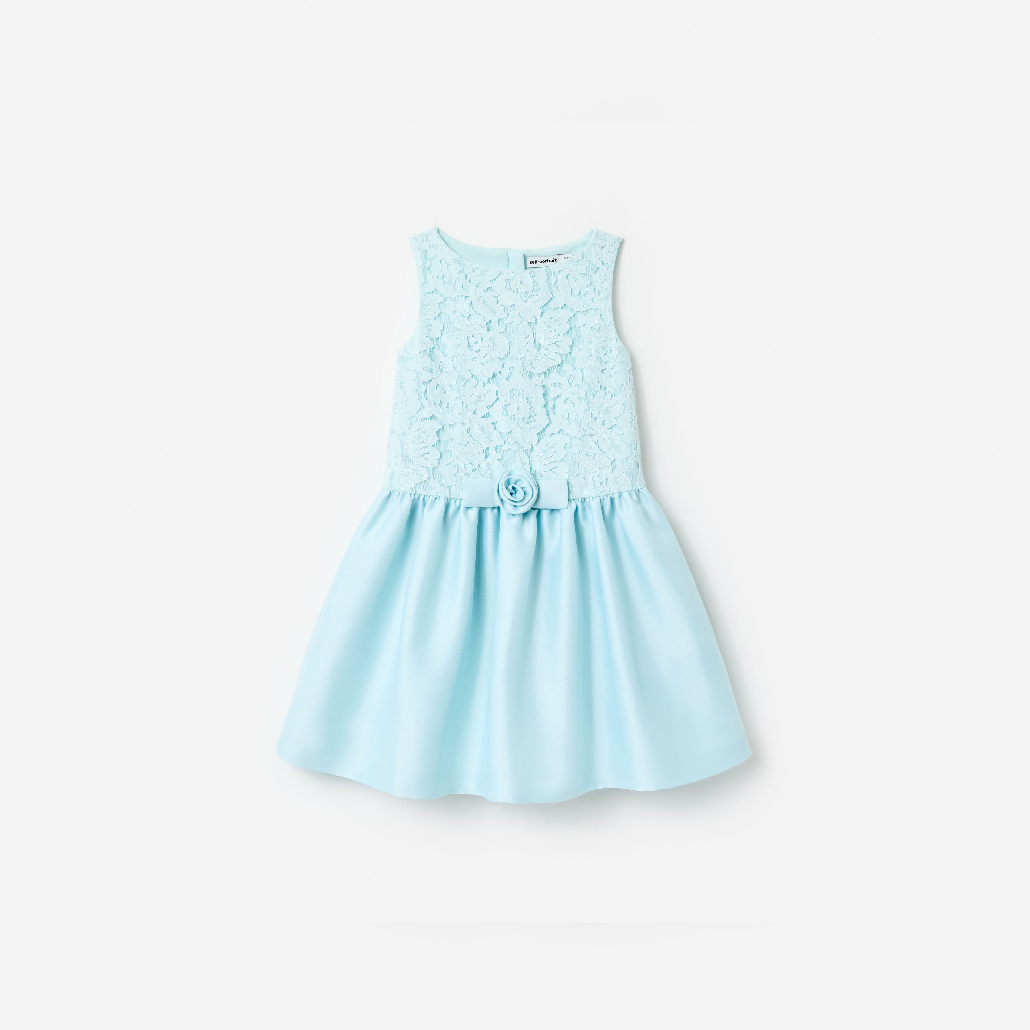 Self Portrait Taffeta Lace Bow Kinderkleid Aqua Age 6/7