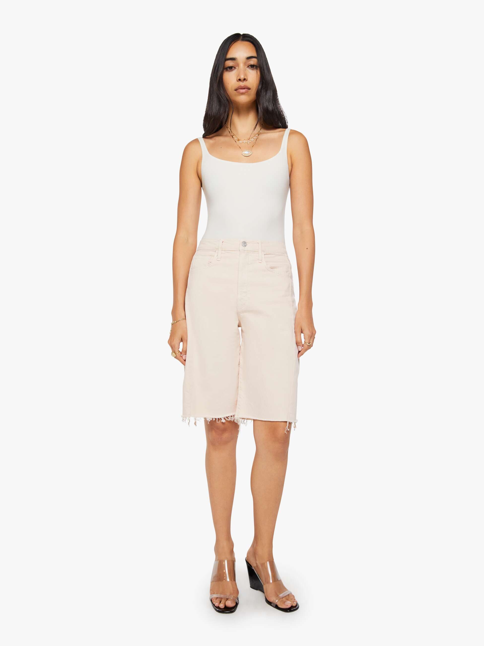 Mother Half-Pipe Bermuda Shorts Peach Puree High-Waist
