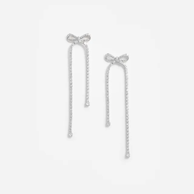 Self Portrait Crystal Bow Dangle Ohrringe Silber Schleife