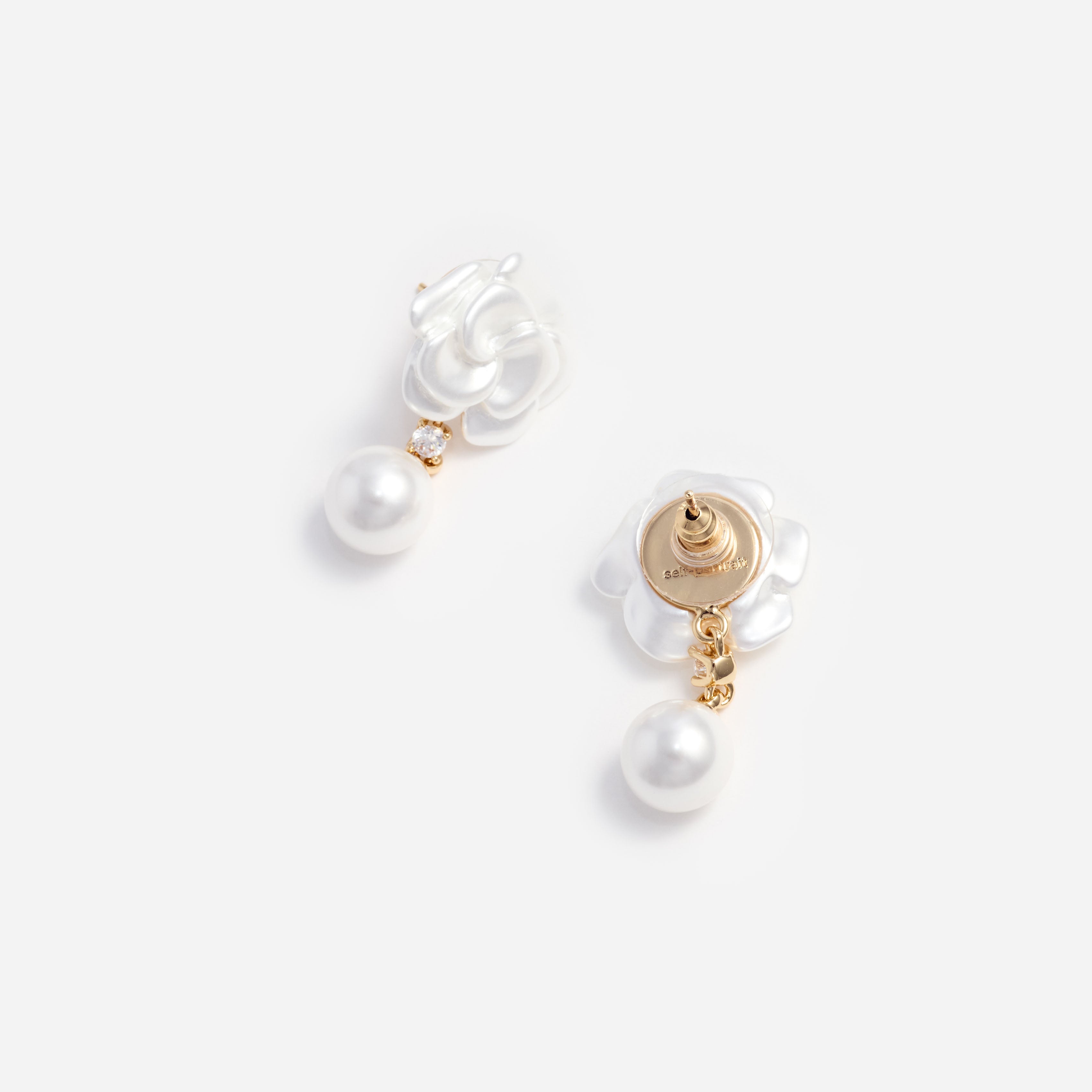 Self Portrait Jewellery Pearl Flower Ohrringe Creme Perle