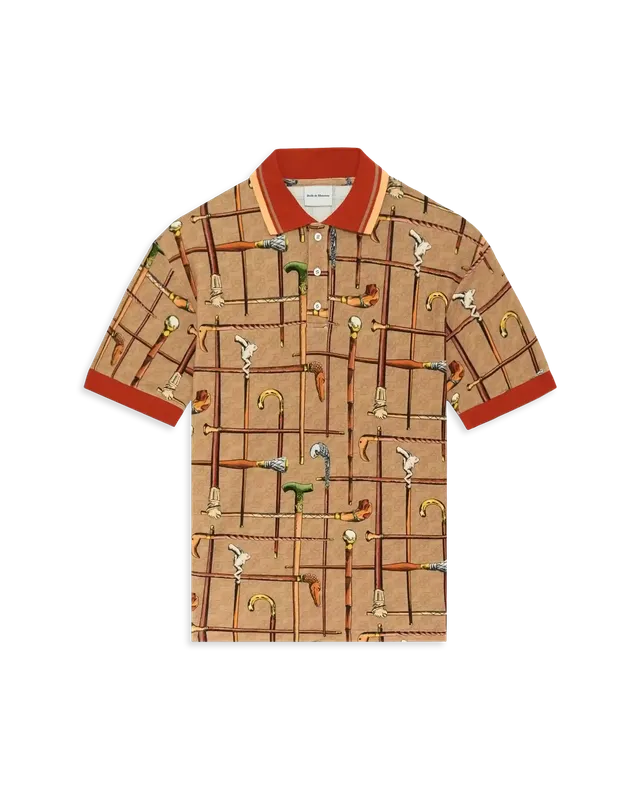 Drôle De Monsieur Polo Cannes Polo Dunkelbeige Print