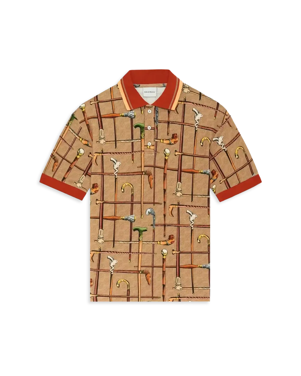 Drôle De Monsieur Polo Cannes Polo Dunkelbeige Print