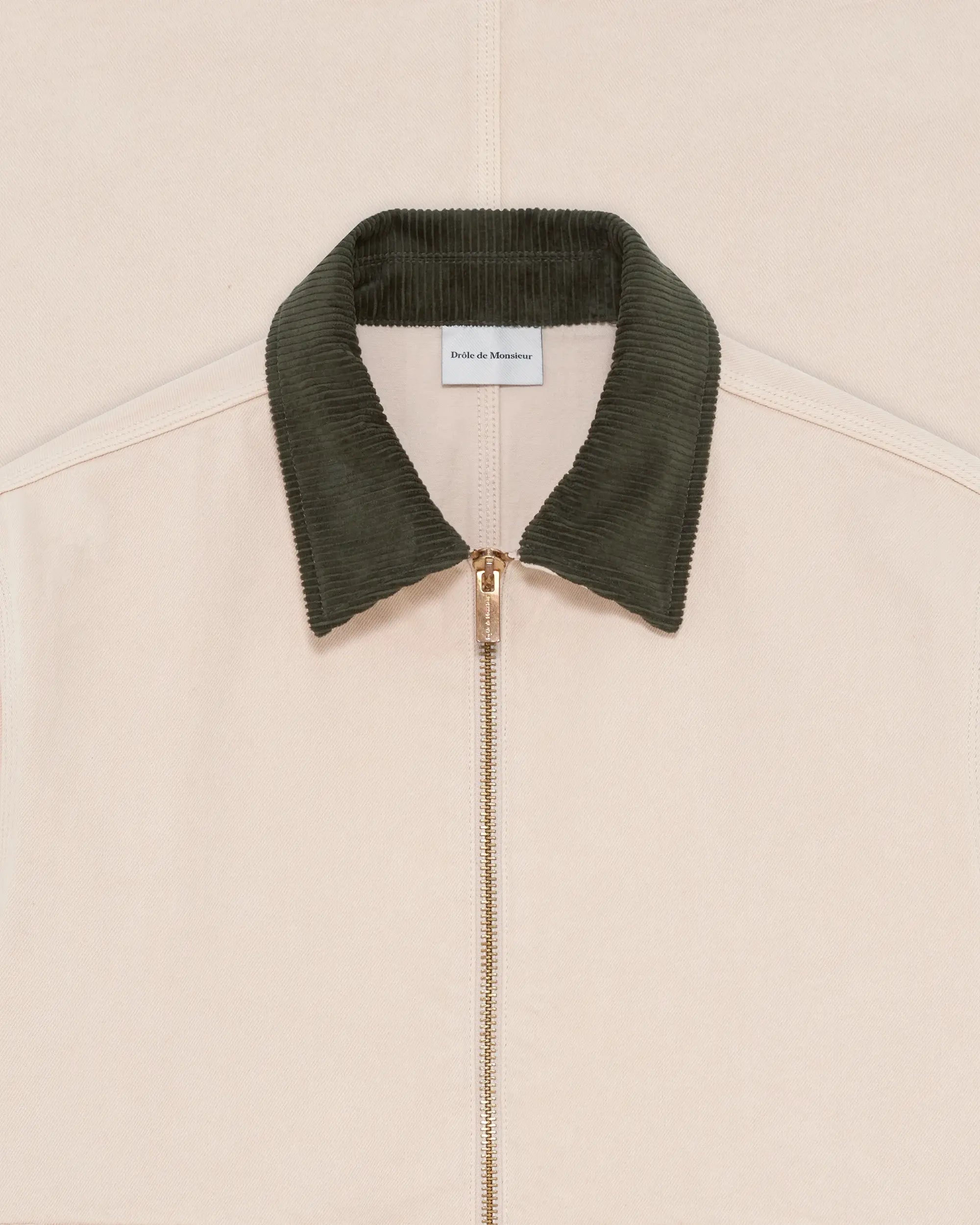 Drôle De Monsieur Veste Denim Zippée Jeansjacke Beige Baumwolle