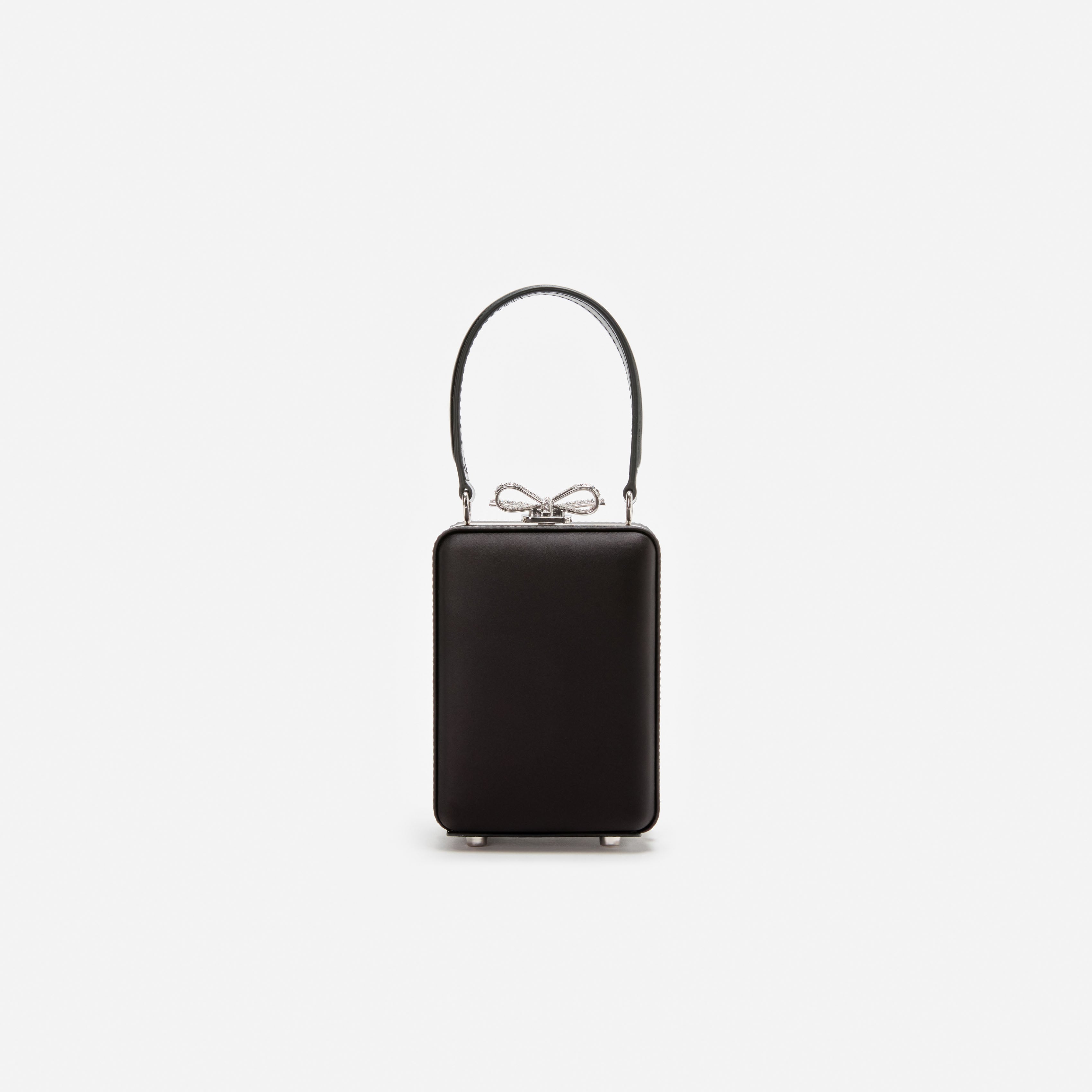 Self Portrait Handbags Black Satin Crystal Micro Bag Schwarz