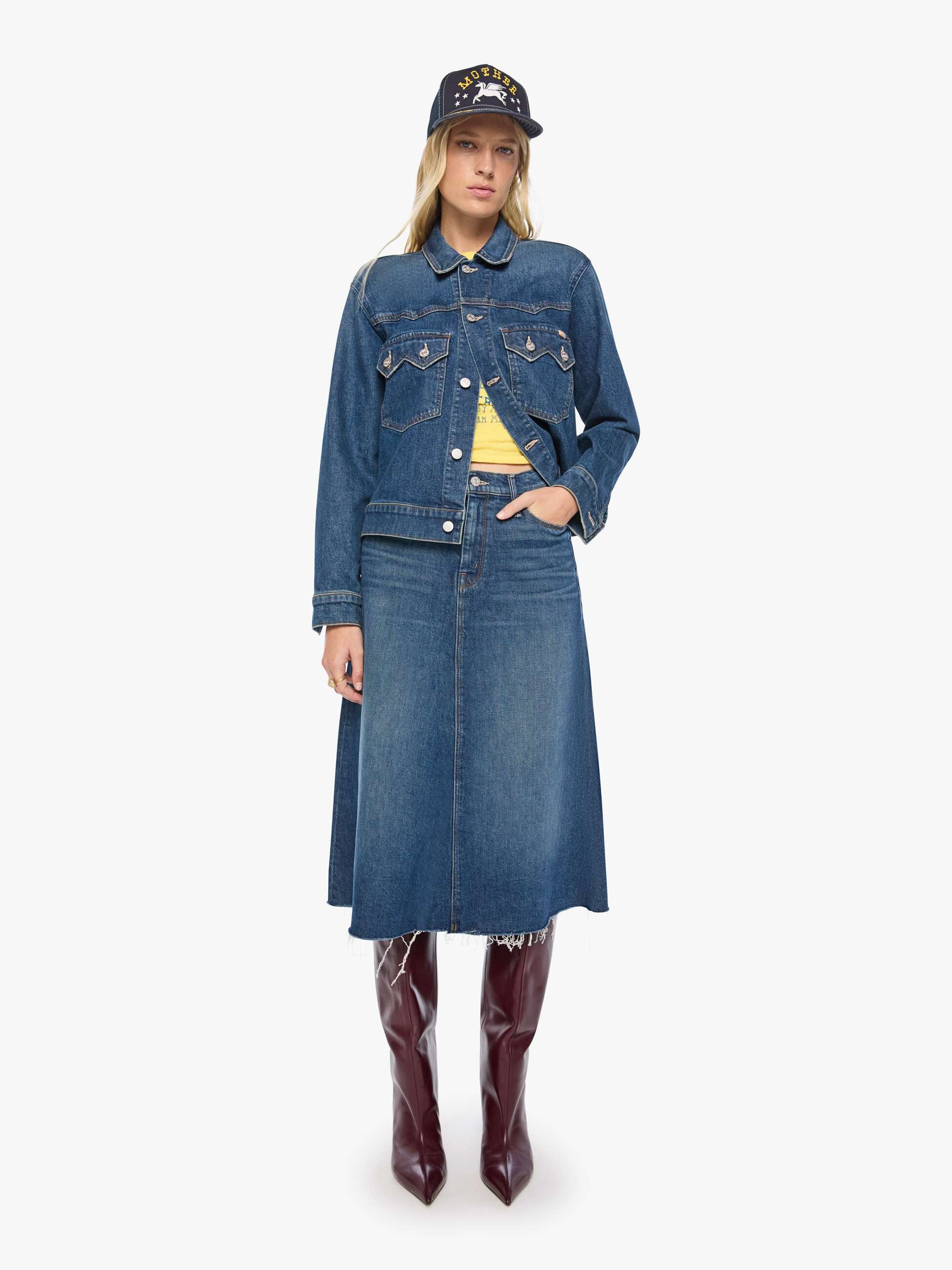 Mother Sawtooth Jeansjacke Bucka-Who Dunkelblau Denim