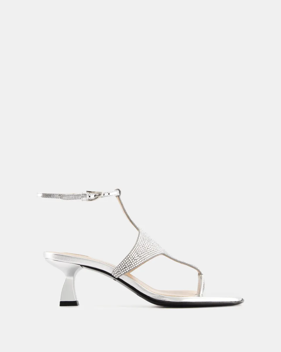 Nodaleto Dona Nova 50 Sandalen Silber Metallic Nappa 5cm