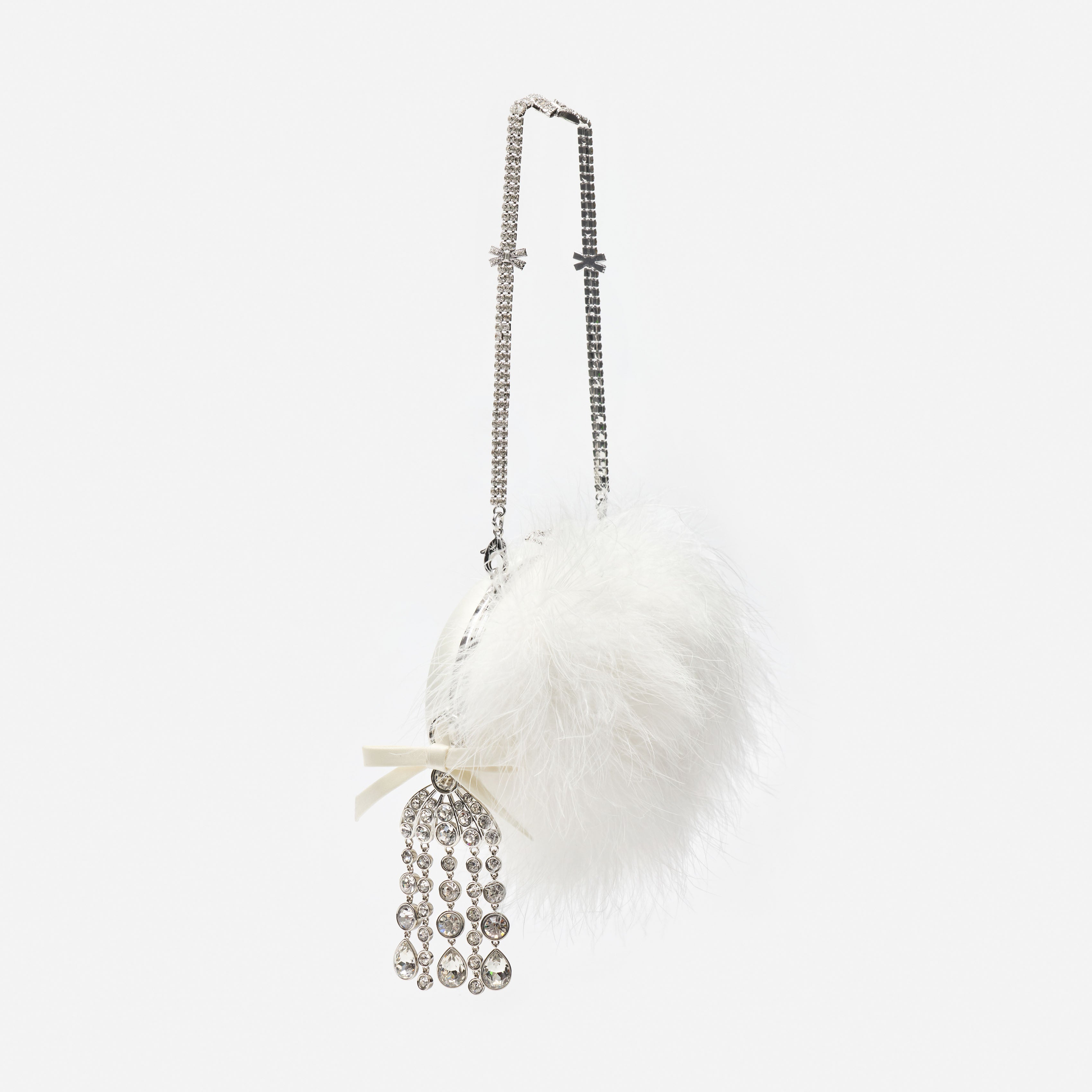 Self Portrait Cream Feather Clutch Feder One Size
