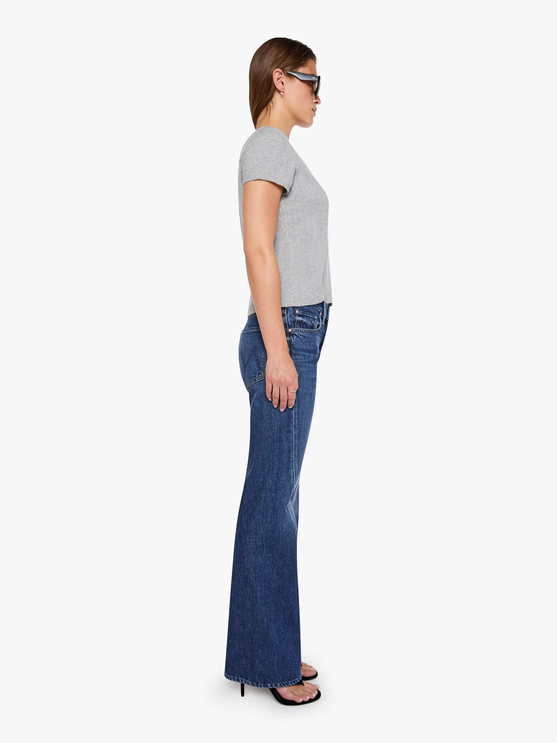 Mother The Bookie Twist Sneak Damenjeans Dunkelblau