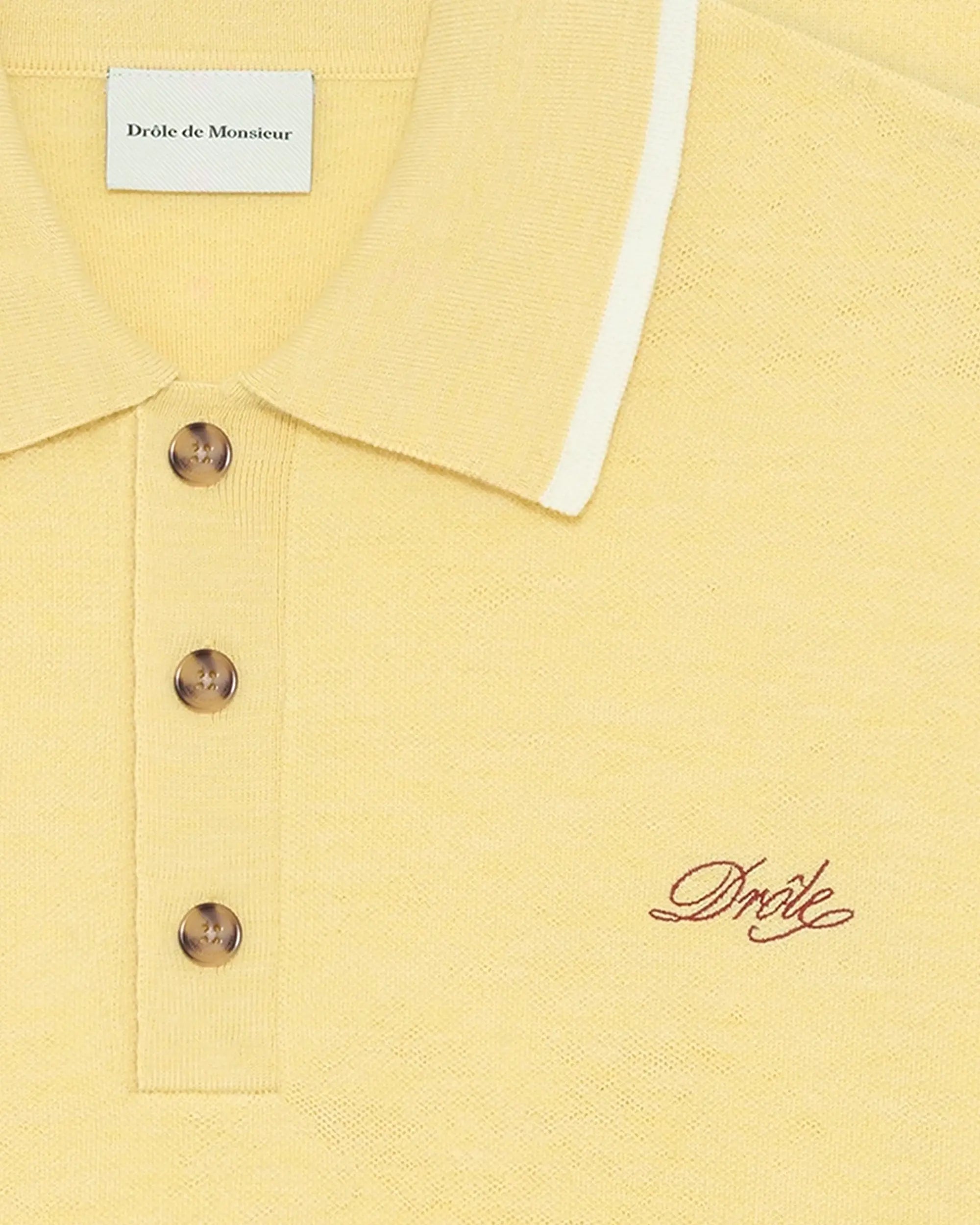 Drôle De Monsieur Polo Maille Drôle Strickpolo Hellgelb Merino