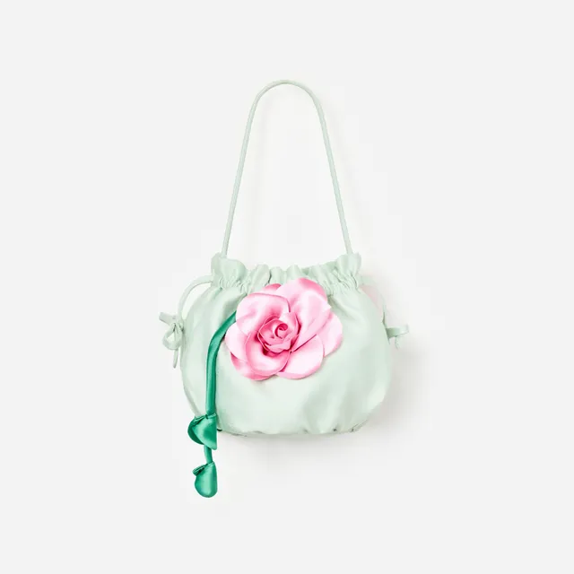 Self Portrait Kinder Tasche Mint Taffeta 3D Blume
