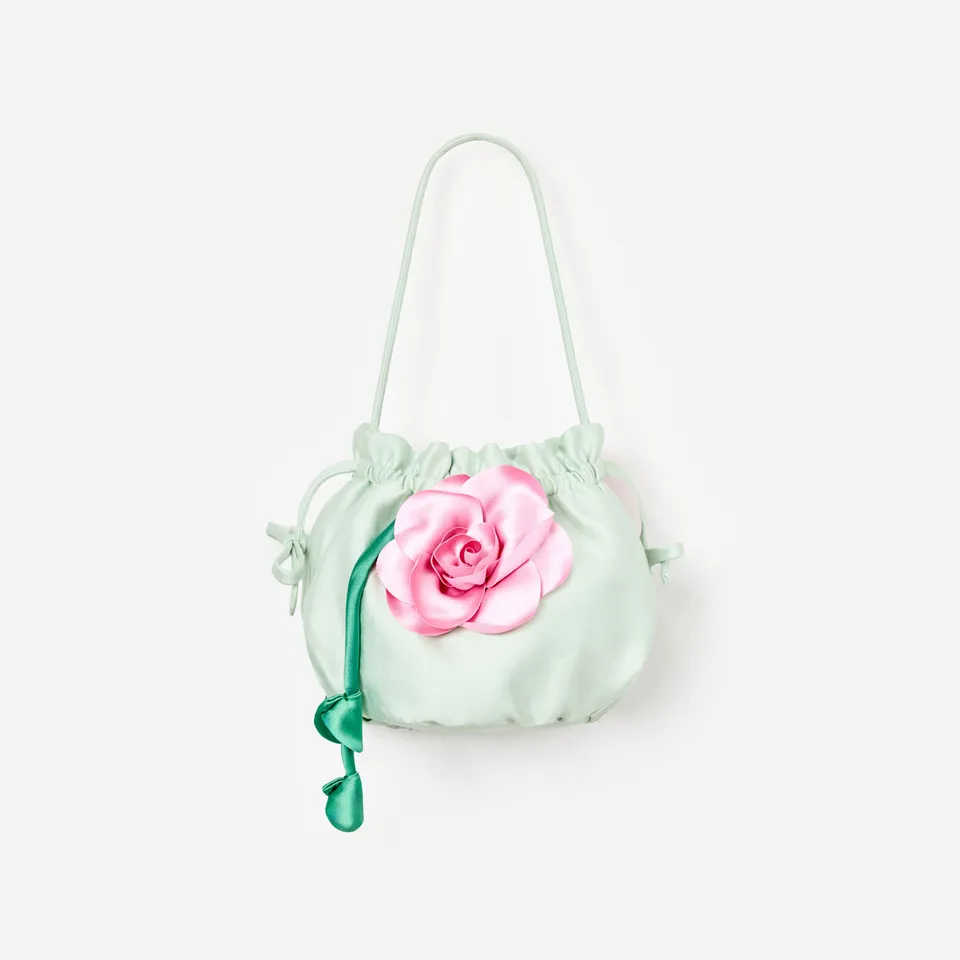 Self Portrait Kinder Tasche Mint Taffeta 3D Blume