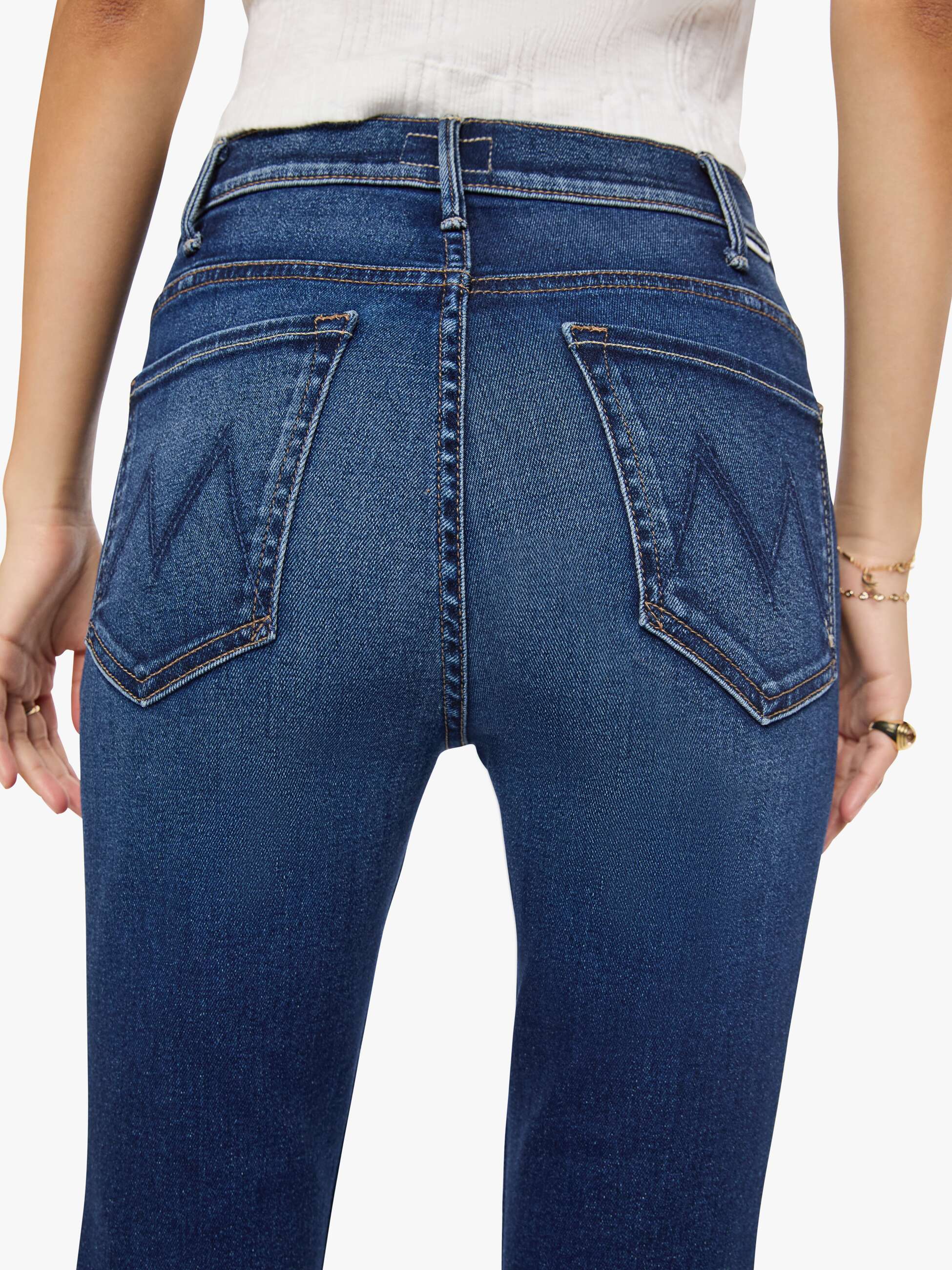 Mother Lil Hustler Ankle Petite Flare-Jeans Taking Chances Blau