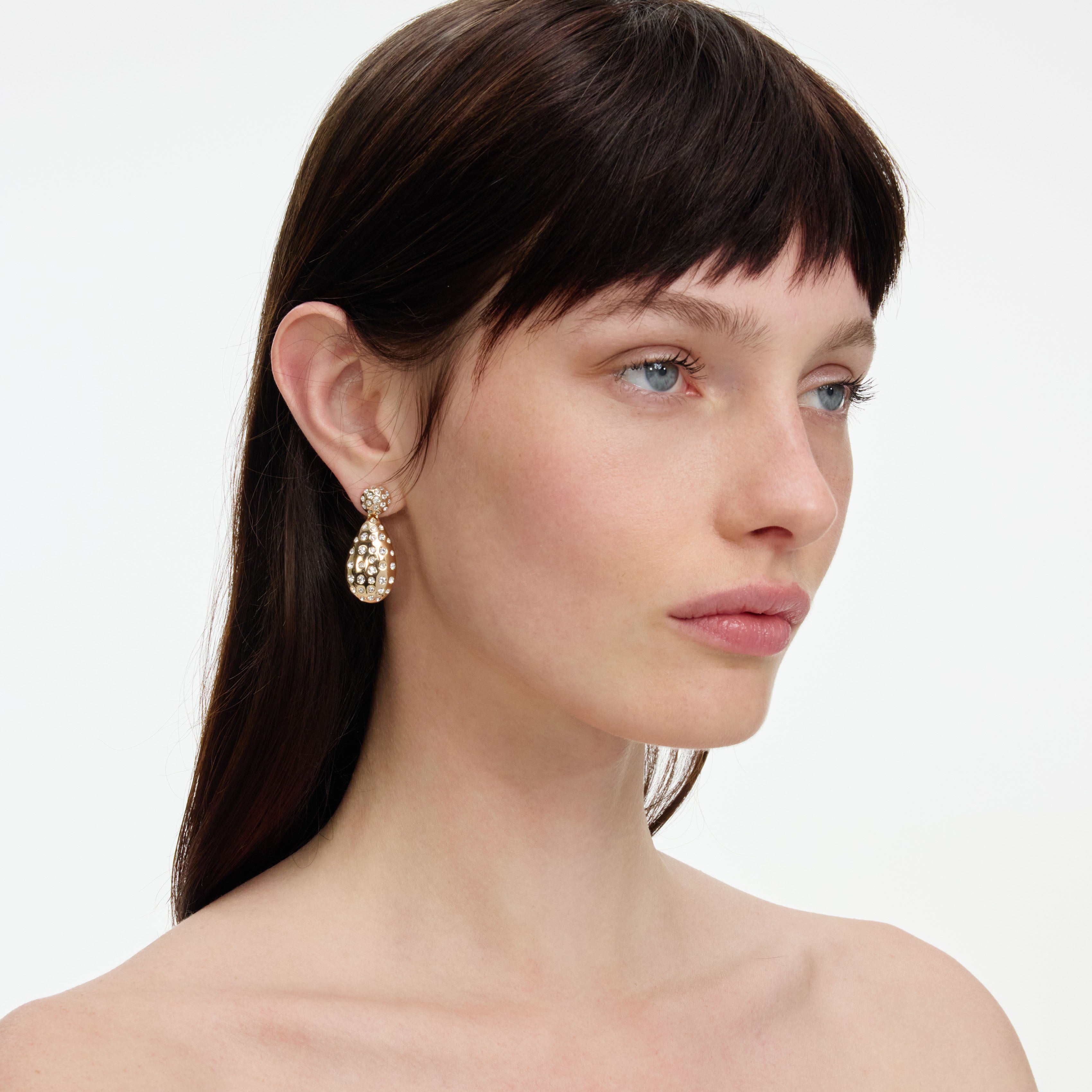 Self Portrait Gold Crystal Drop Earrings Ohrringe gold