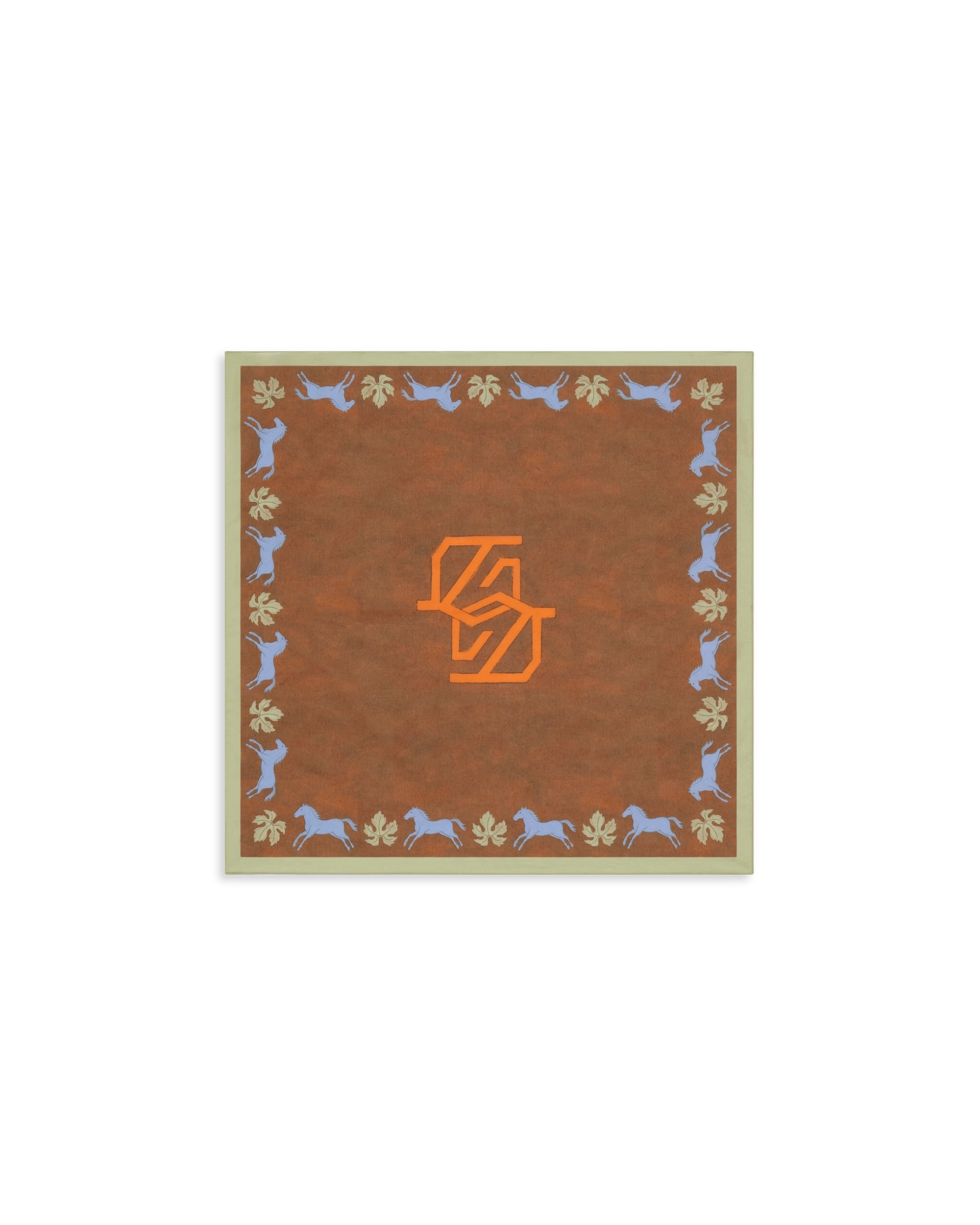 Drôle De Monsieur Horse Monogram Cotton Scarf Bandana Braun 60x60