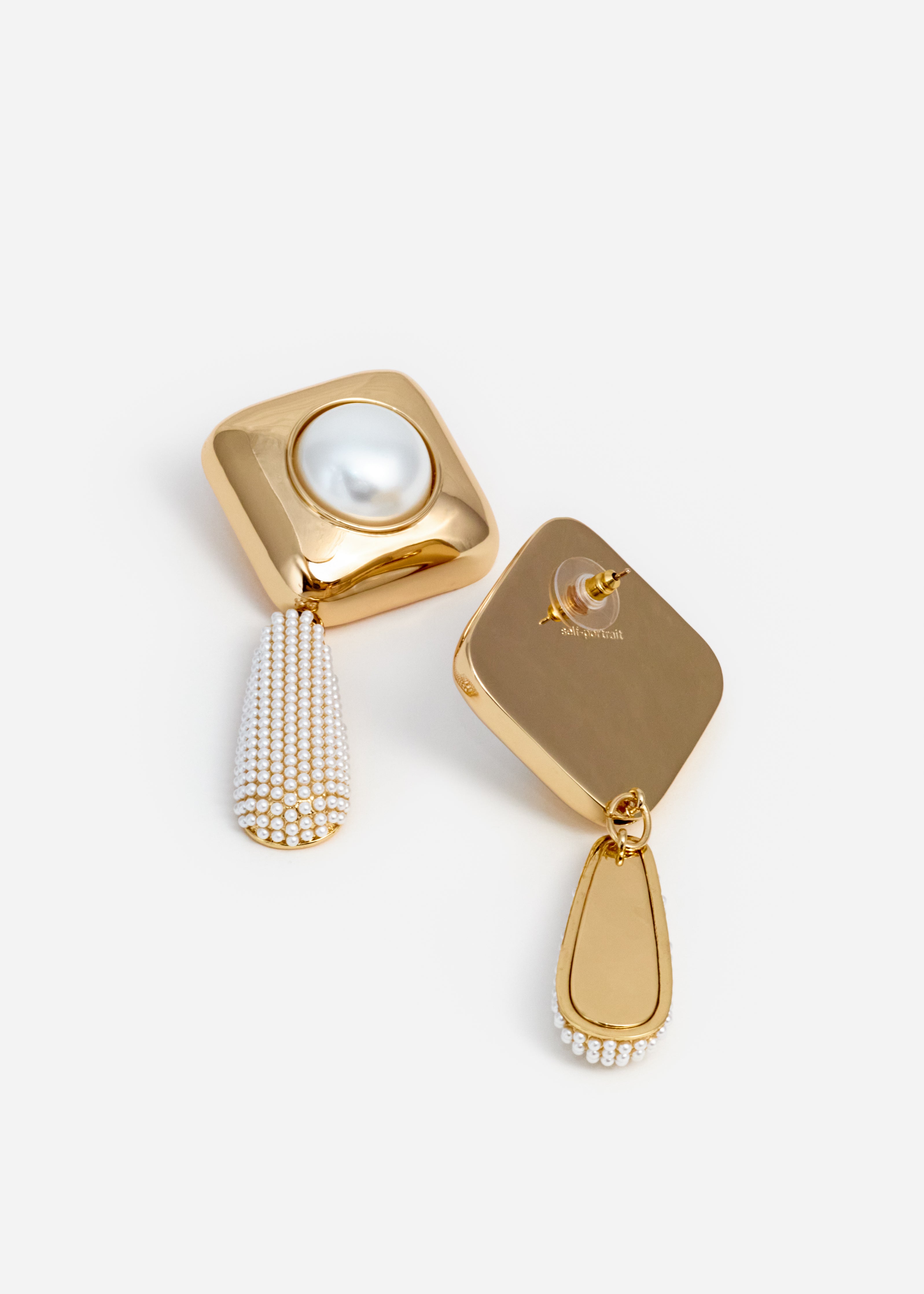 Self Portrait Gold Pearl Crystal Ohrringe Gold Perle Tropfen