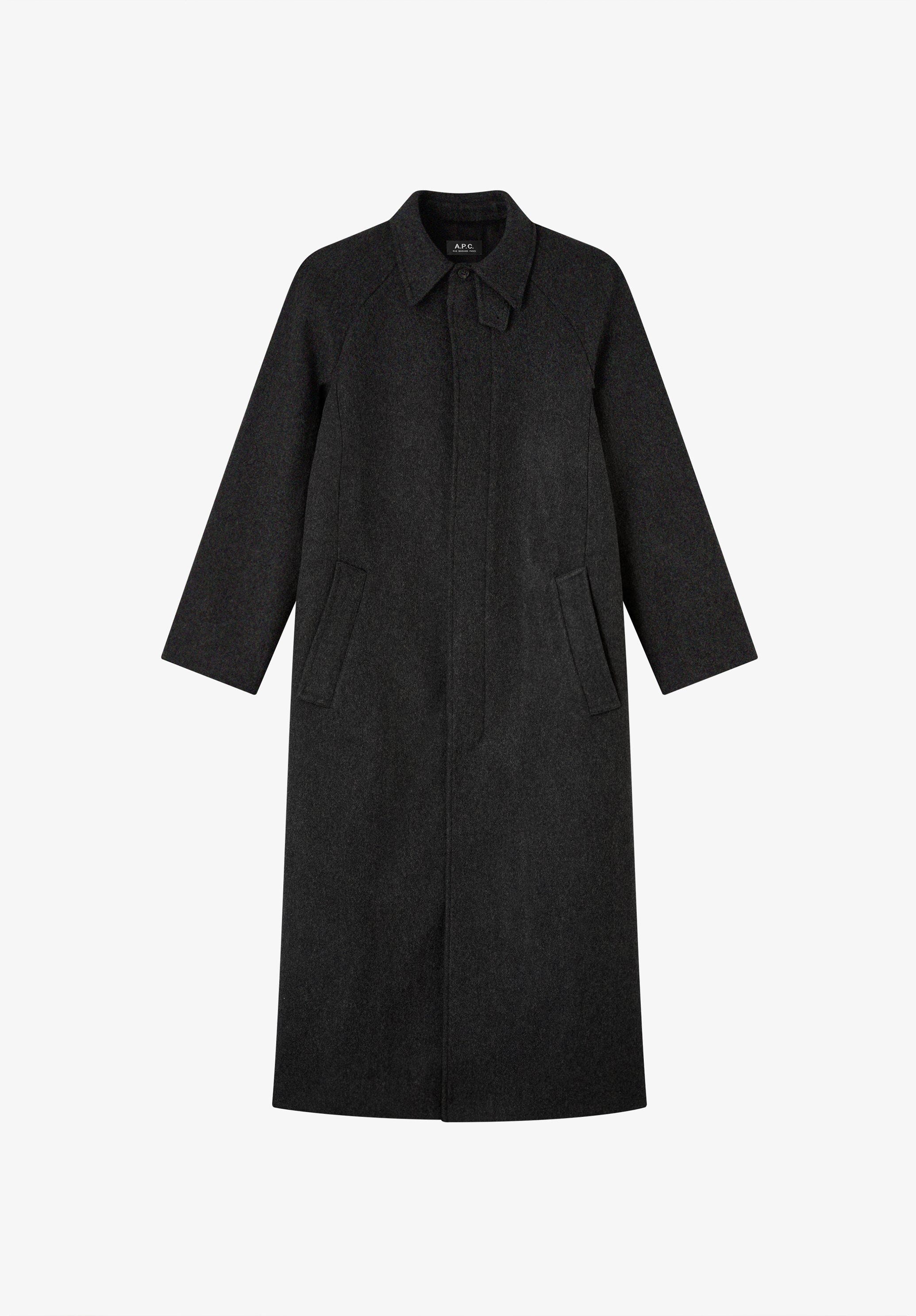 A.P.C. Mac Wollmantel anthrazit meliert Oversize Gr.34-42