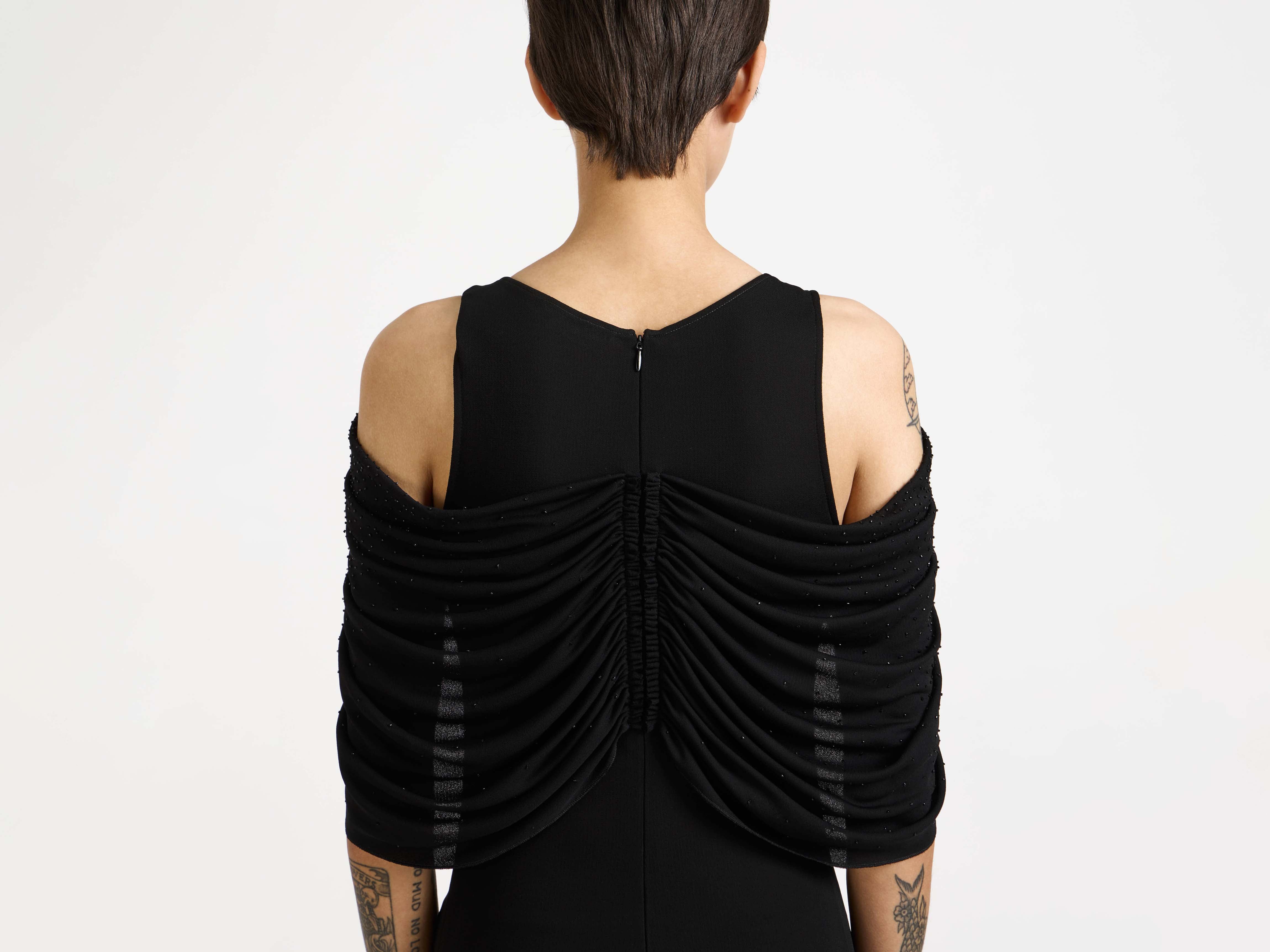 J.W.Anderson Beaded Sleeve Midikleid Schwarz Kristalle