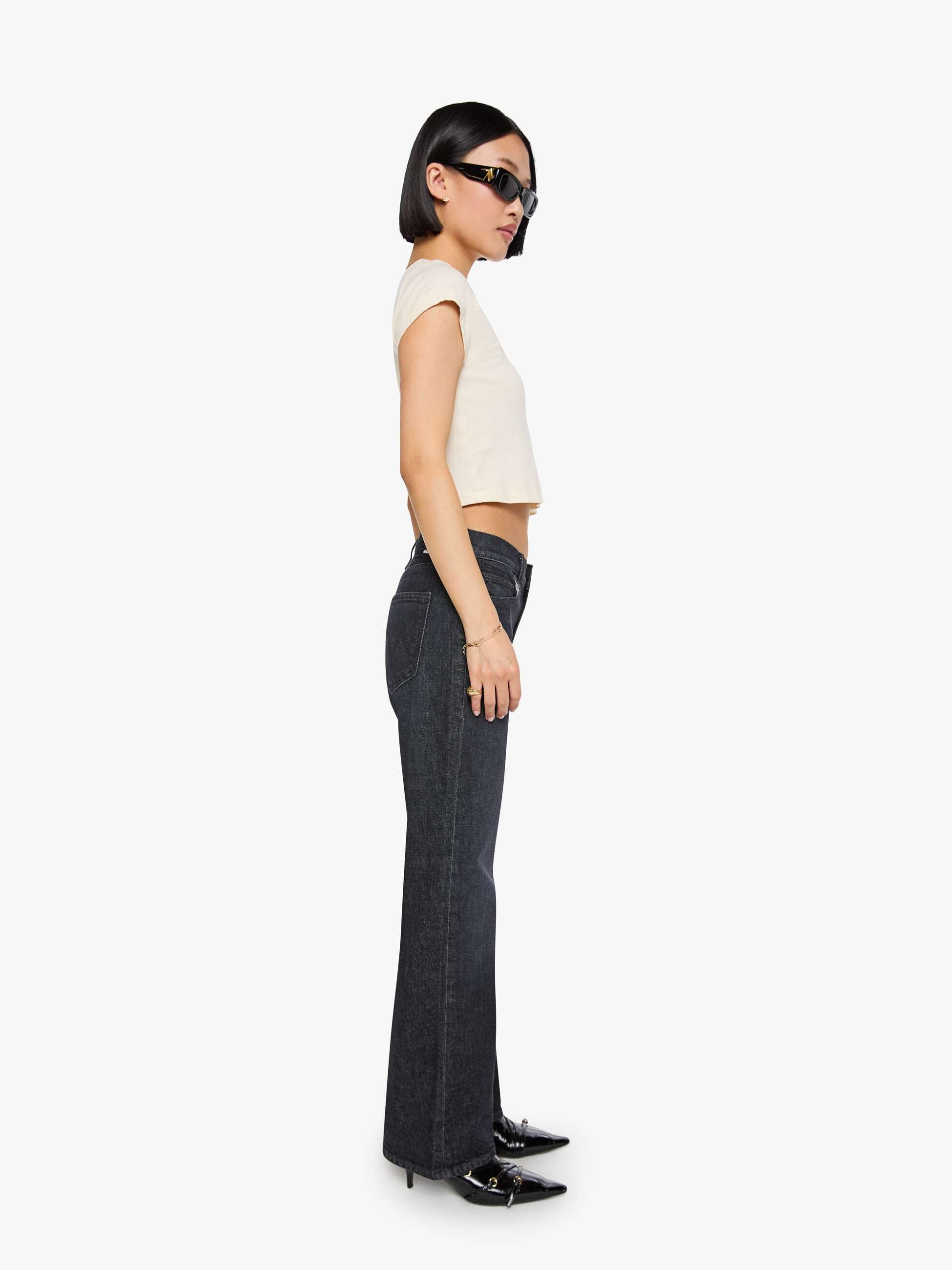 Mother Petites The Lil Reifler Jeans Starry Eyed Schwarz