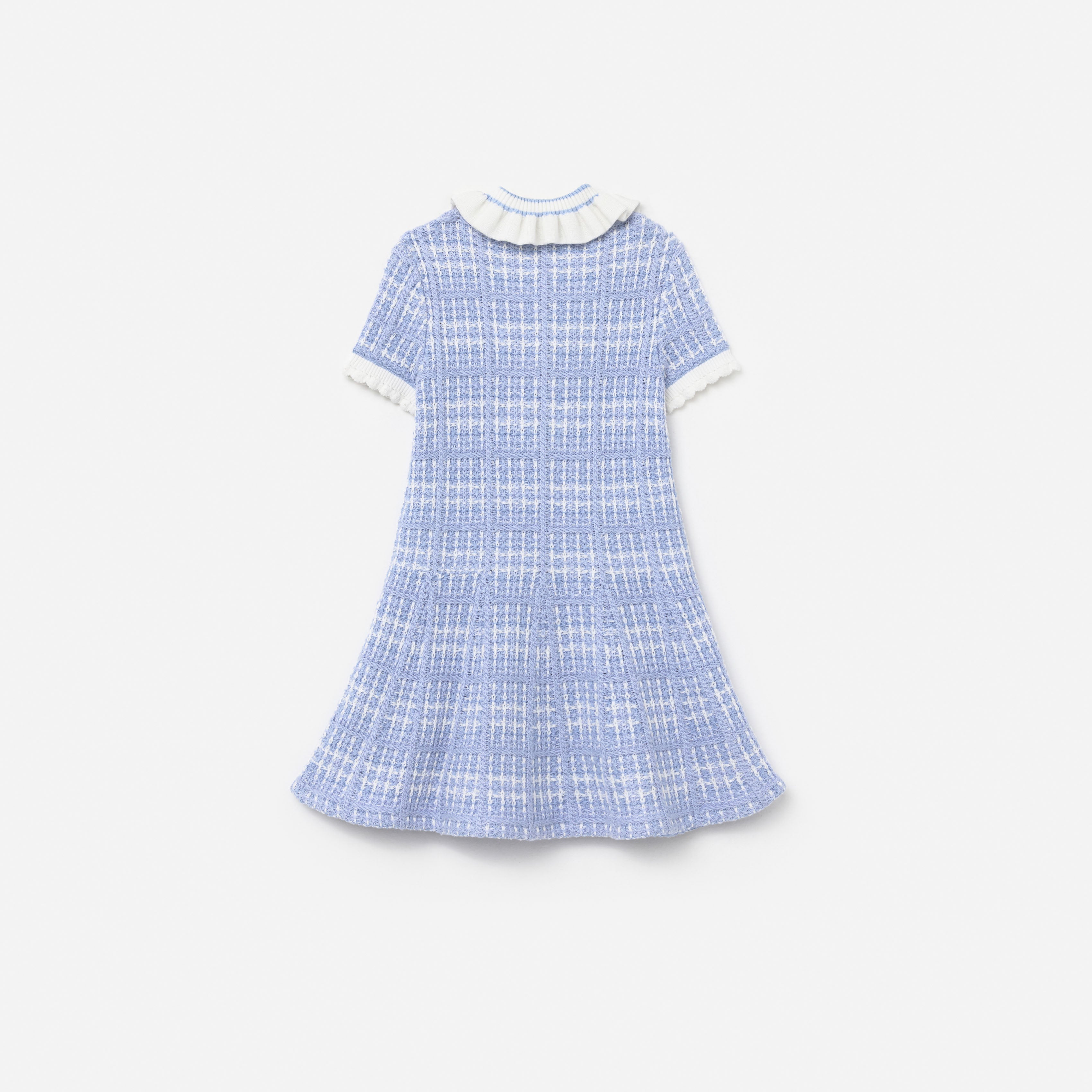 Self Portrait Blue Check Knit Dress Blau Mädchenkleid