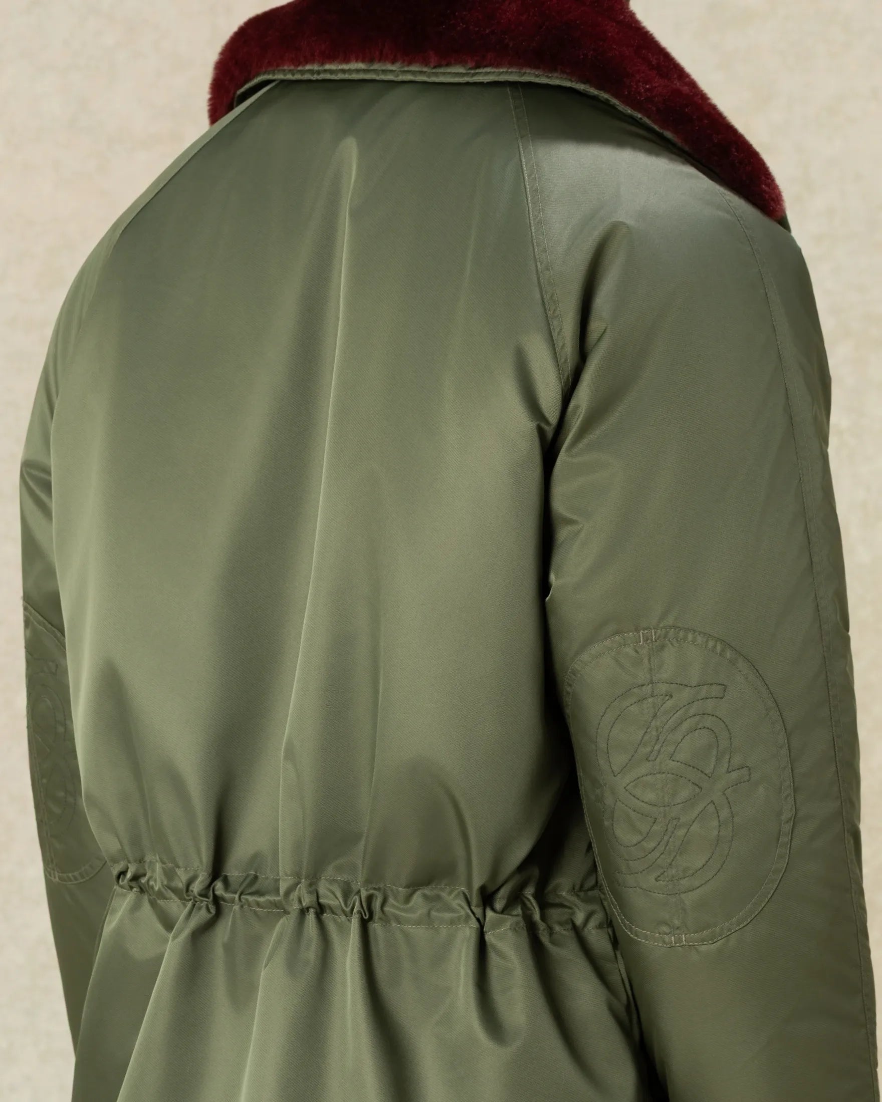 Drôle De Monsieur Nylon Parka Fake Fur Collar Parka Khaki