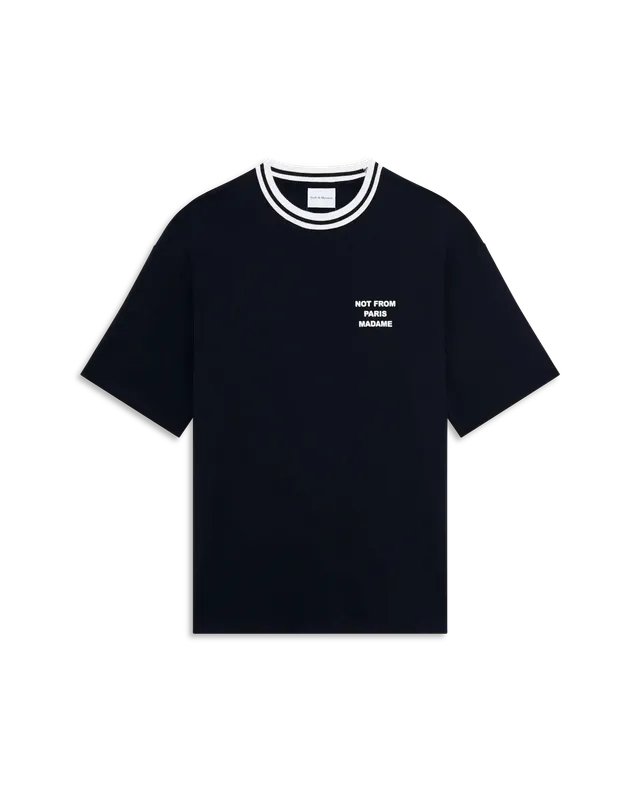 Drôle De Monsieur Le T-Shirt Slogan Sport Schwarz Baumwolle