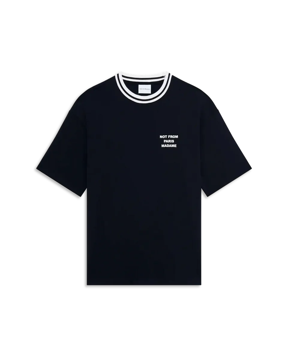 Drôle De Monsieur Le T-Shirt Slogan Sport Schwarz Baumwolle