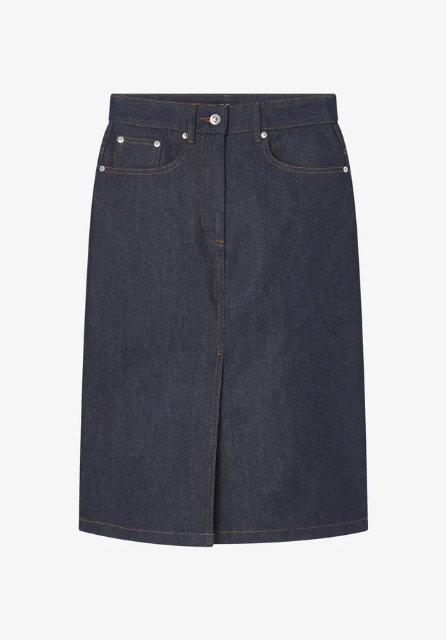 A.P.C. Rock Lizzie Denimrock blau, japanischer Denim, mittelalteilig mittellang