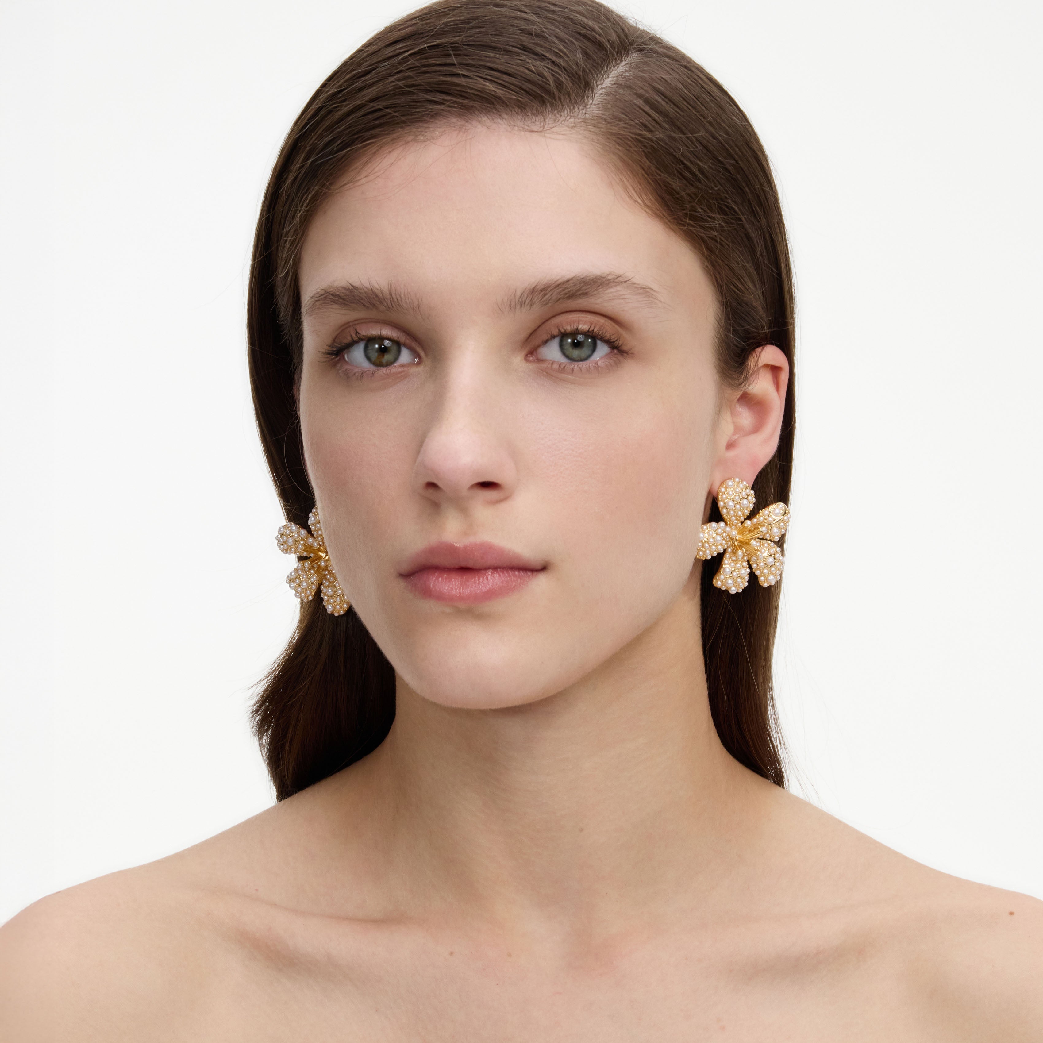 Self Portrait Jewellery Gold Pearl Flower Ohrringe gold Perlen