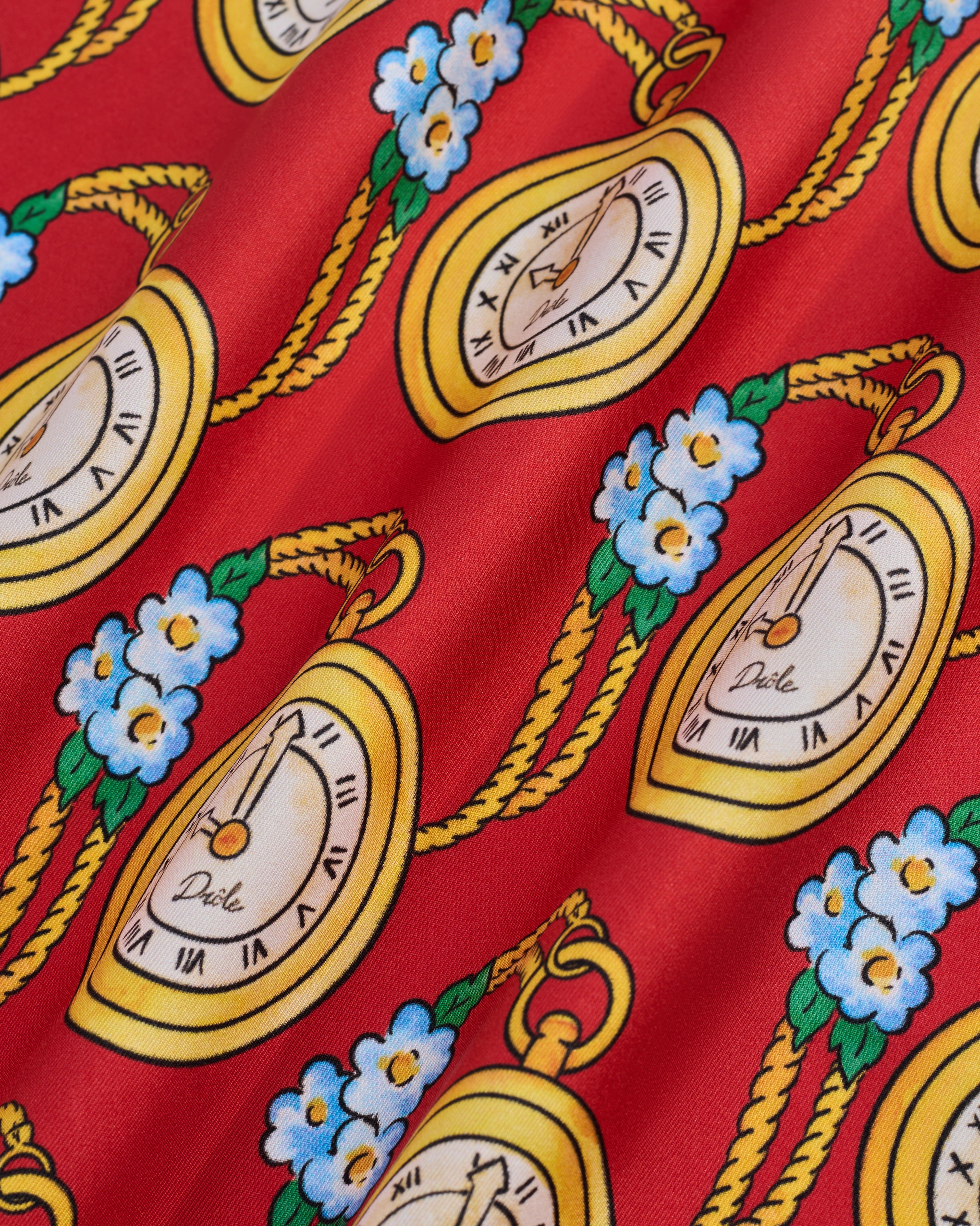 Drôle De Monsieur Bandana Silk Print Seidentuch Rot Uhren