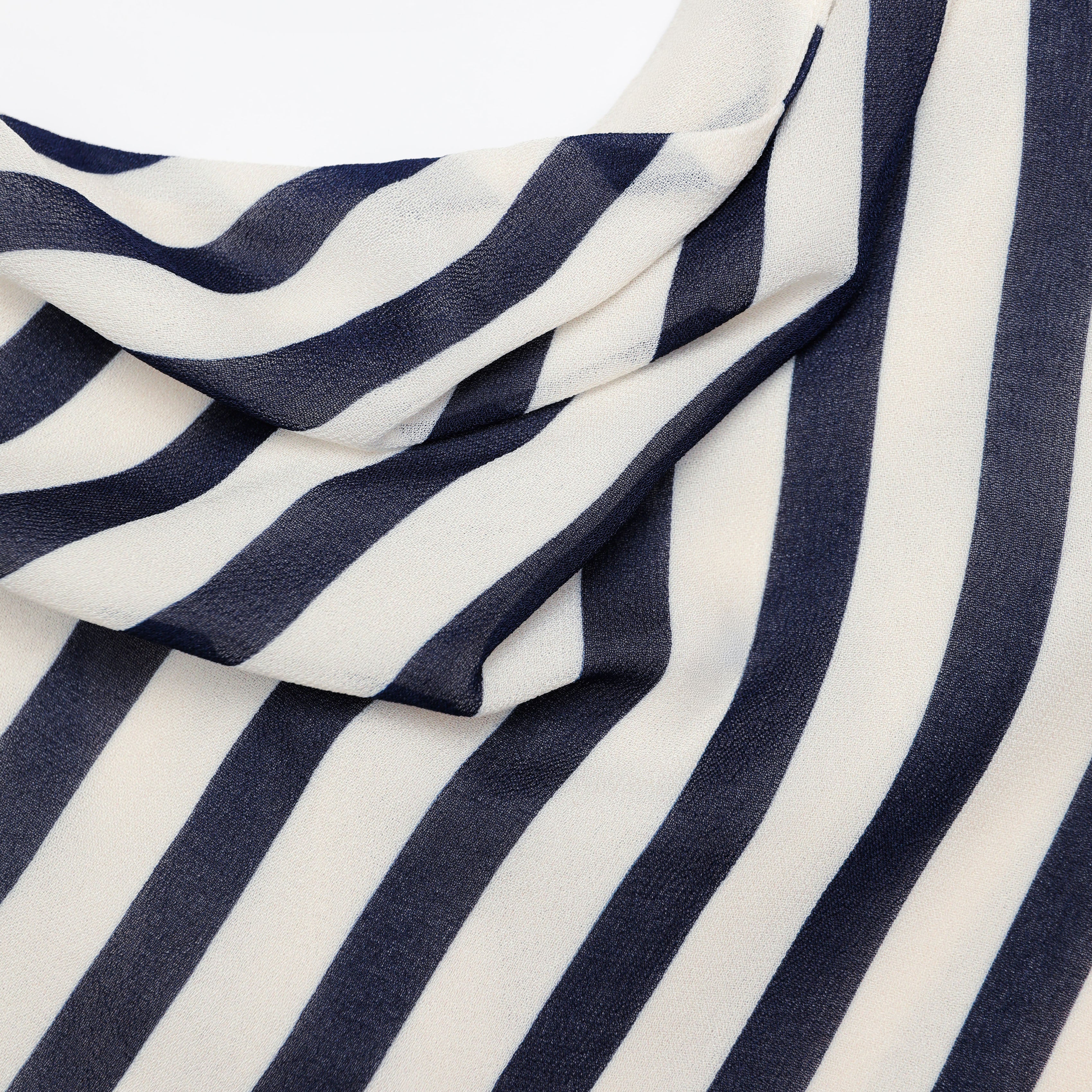 Self Portrait Navy Stripe Georgette Top Navy Gestreift