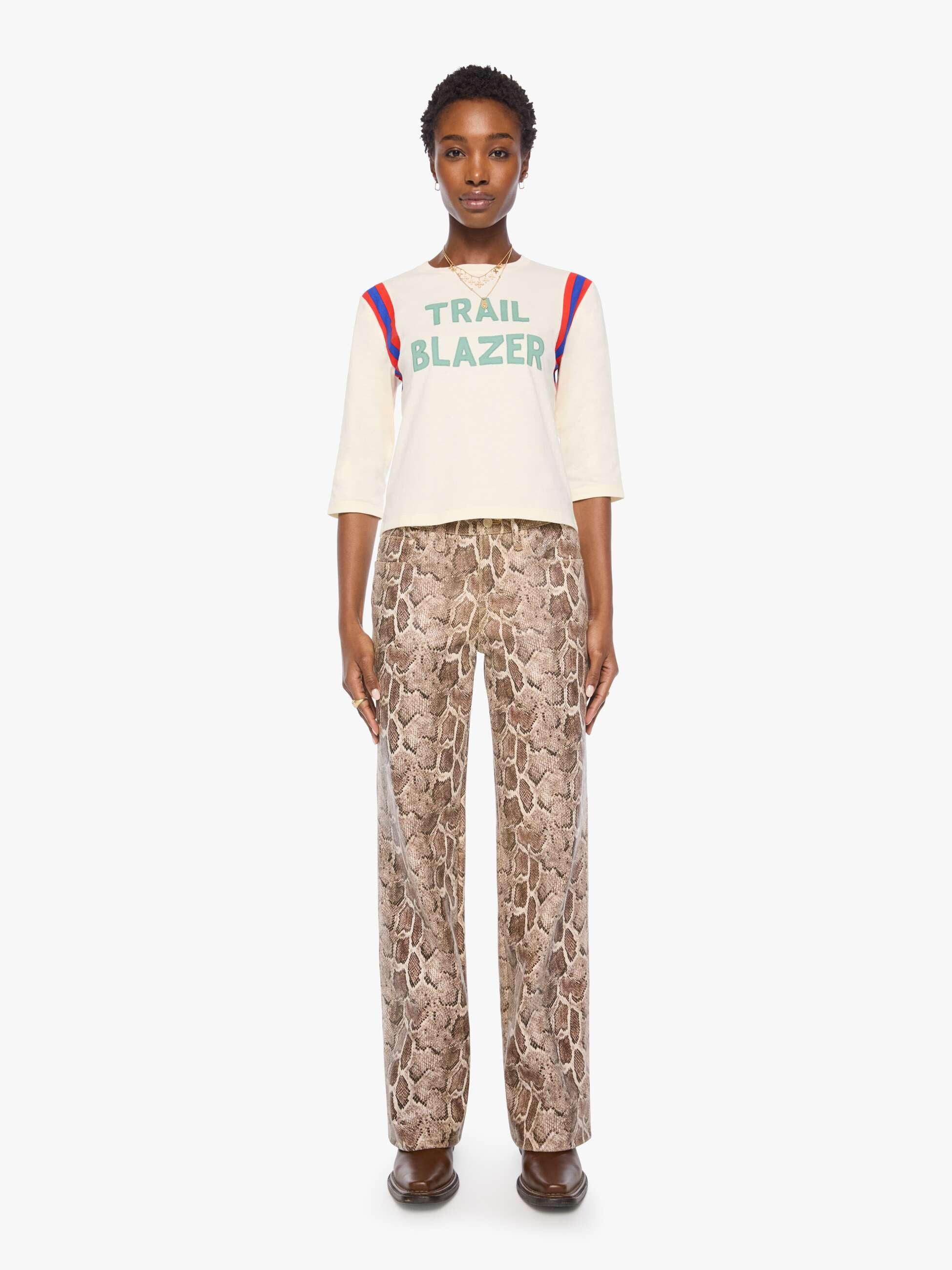 Mother The Better Half Insert T-Shirt Trail Blazer Creme