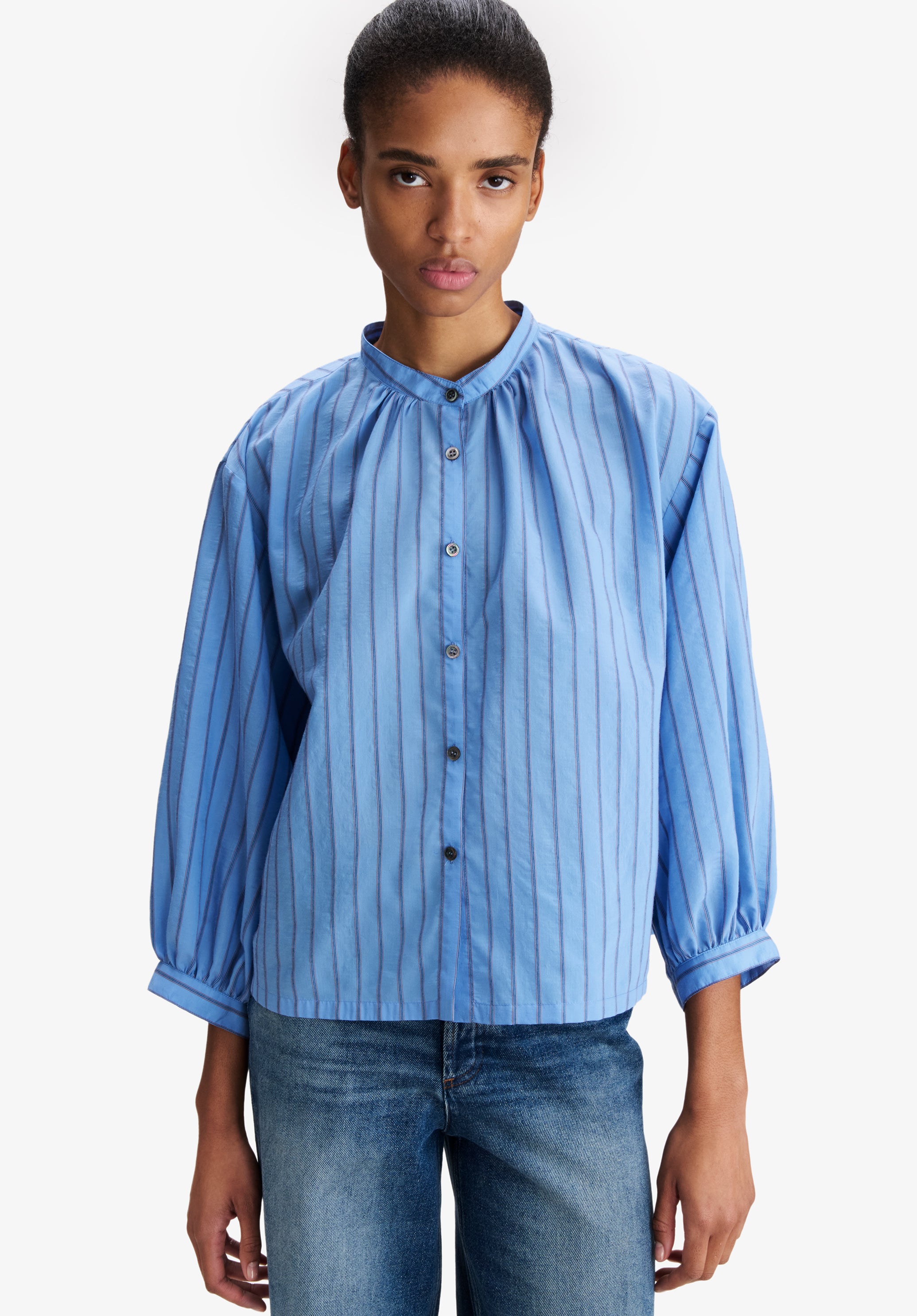 A.P.C. Bluse hellblau Stehkragen Hemdbluse 38 Damen