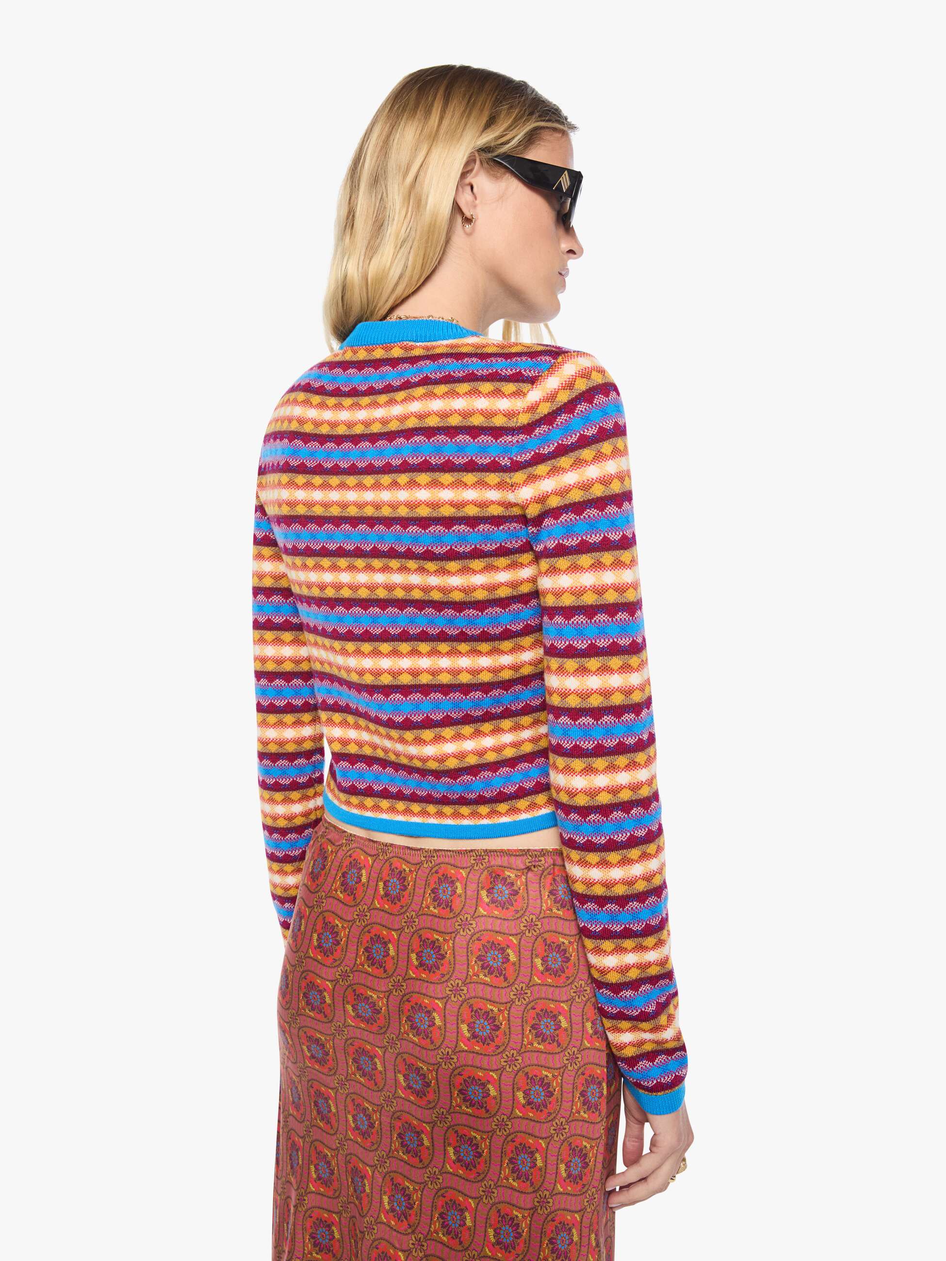 Mother The Lil Cardigan Jacquard Cardigan Gelb Bunt Merino