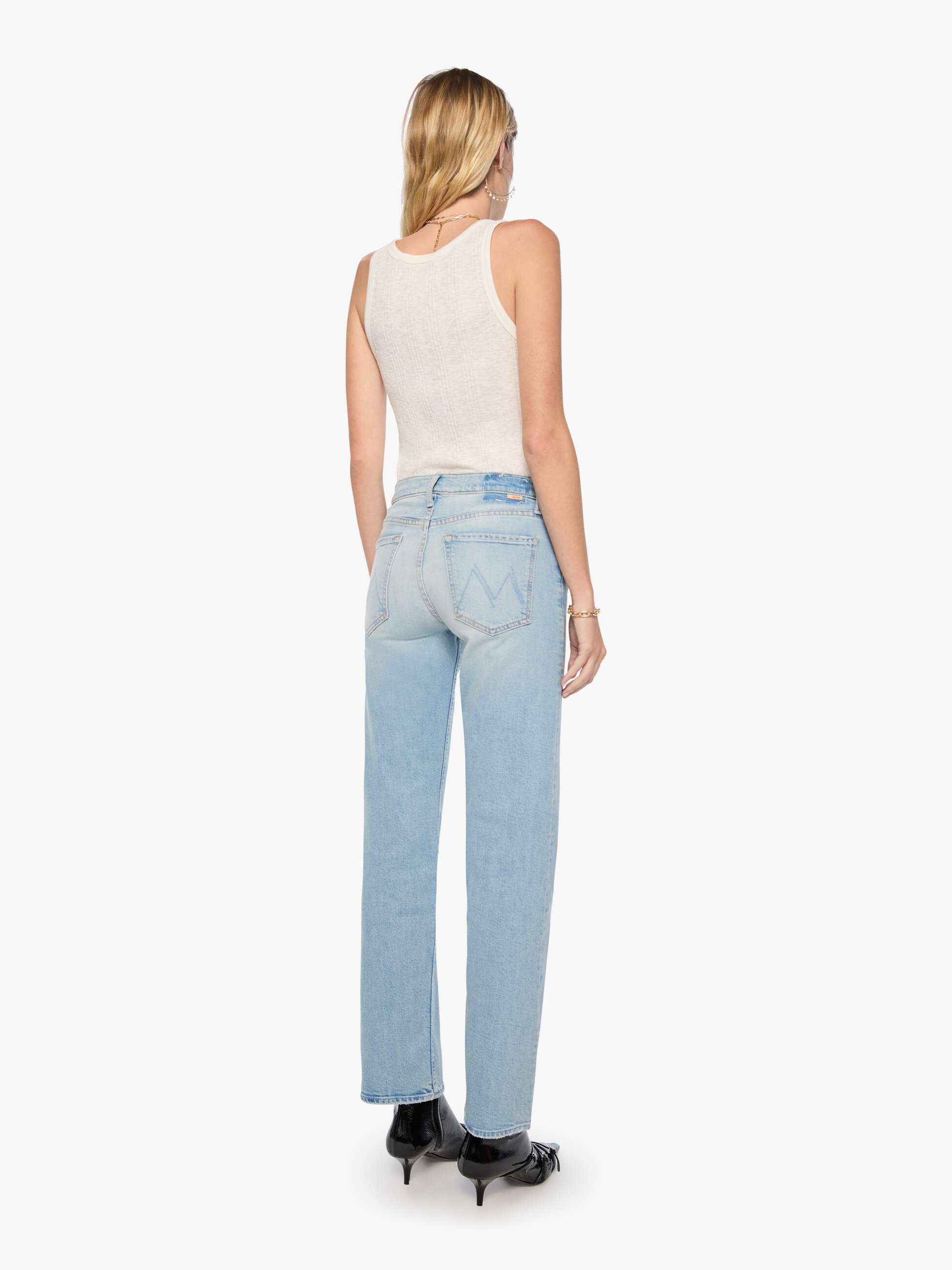 Mother The Newbie Skimp Straight Jeans Hellblau Mid-Rise