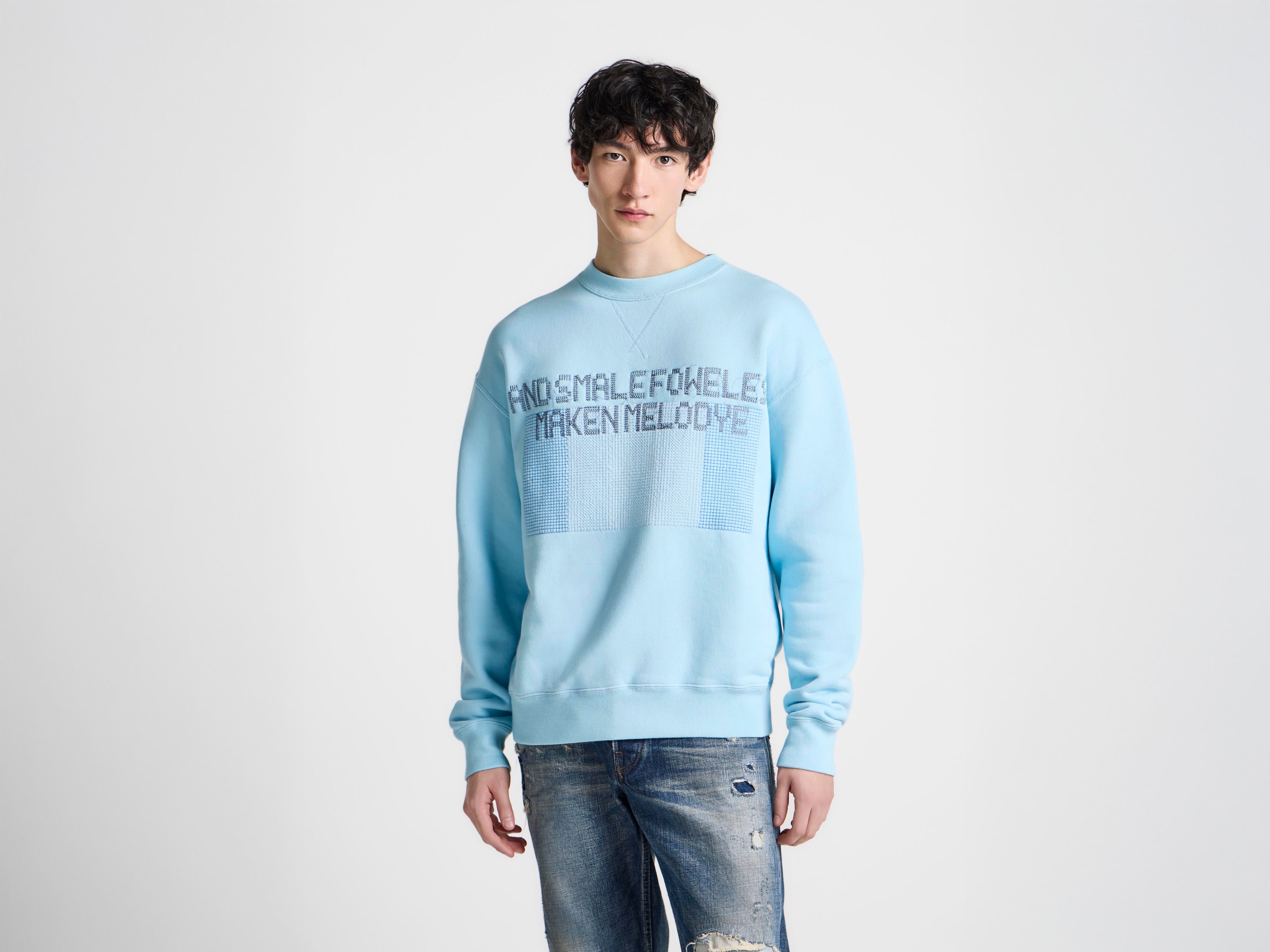 J.W.Anderson Painted Birds Sweatshirt Sky Blue Baumwolle