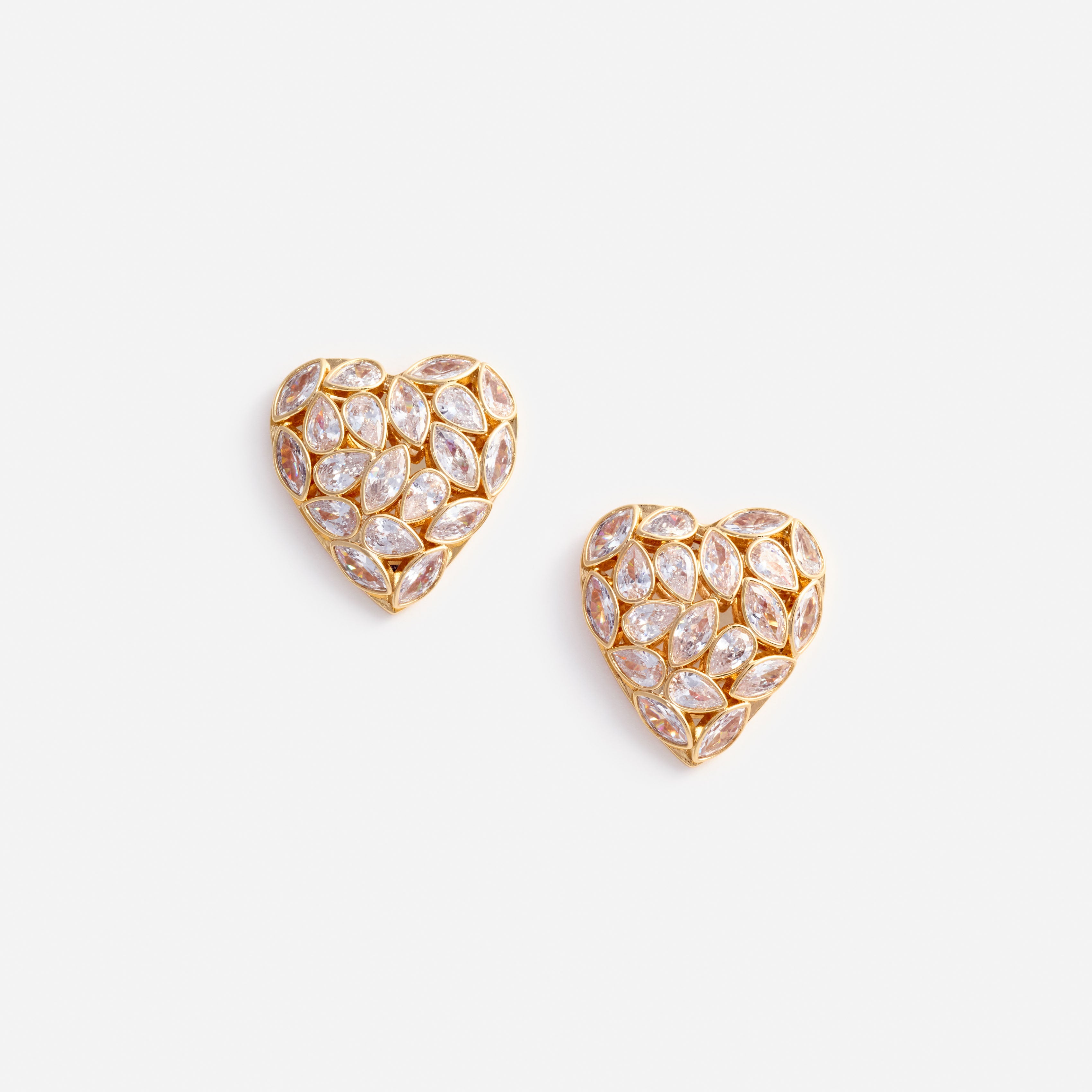 Self Portrait Heart Ohrringe Gold Kristall Ohrstecker