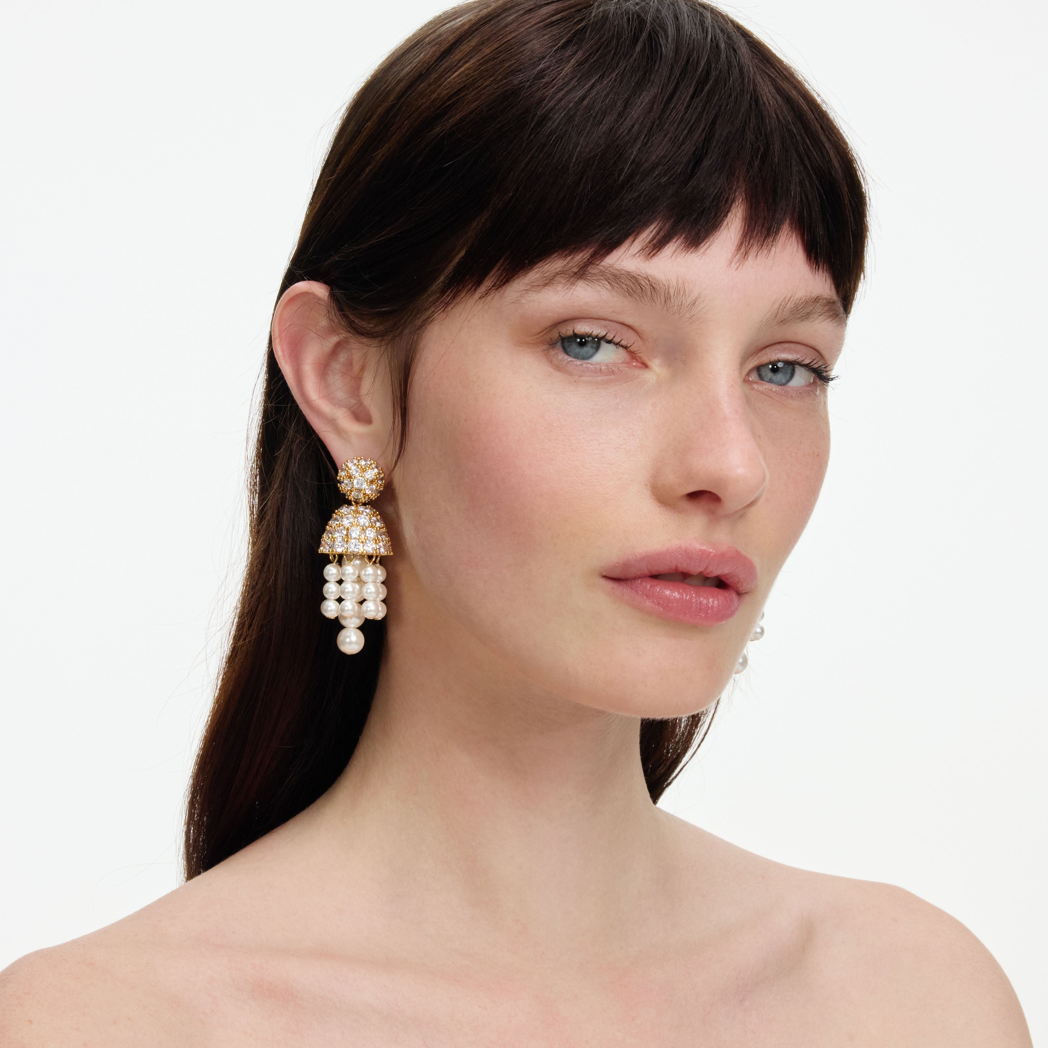 Self Portrait Gold Crystal Cluster Pearl Drop Ohrringe Gold