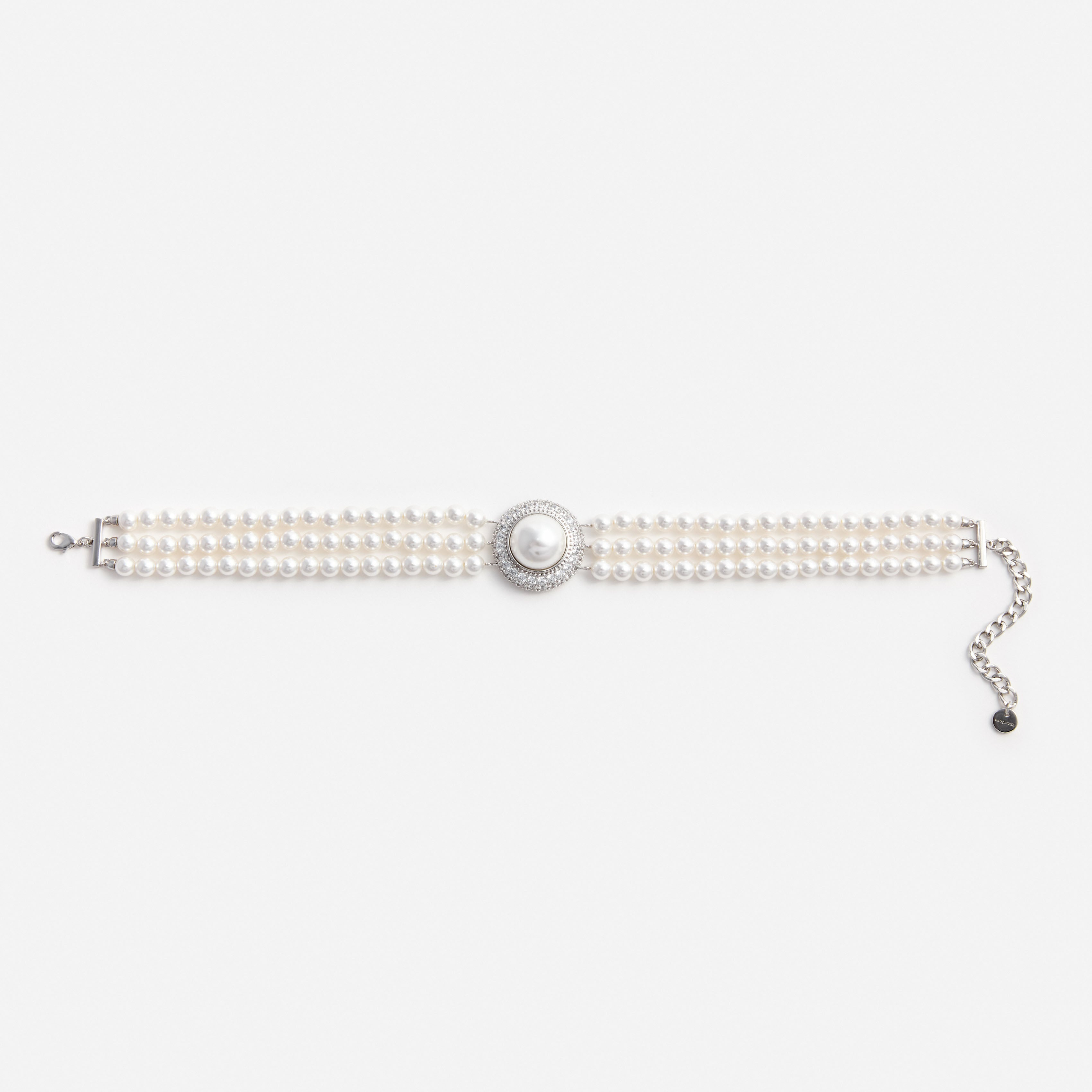 Self Portrait Small Crystal Pearl Choker Perlen Silber
